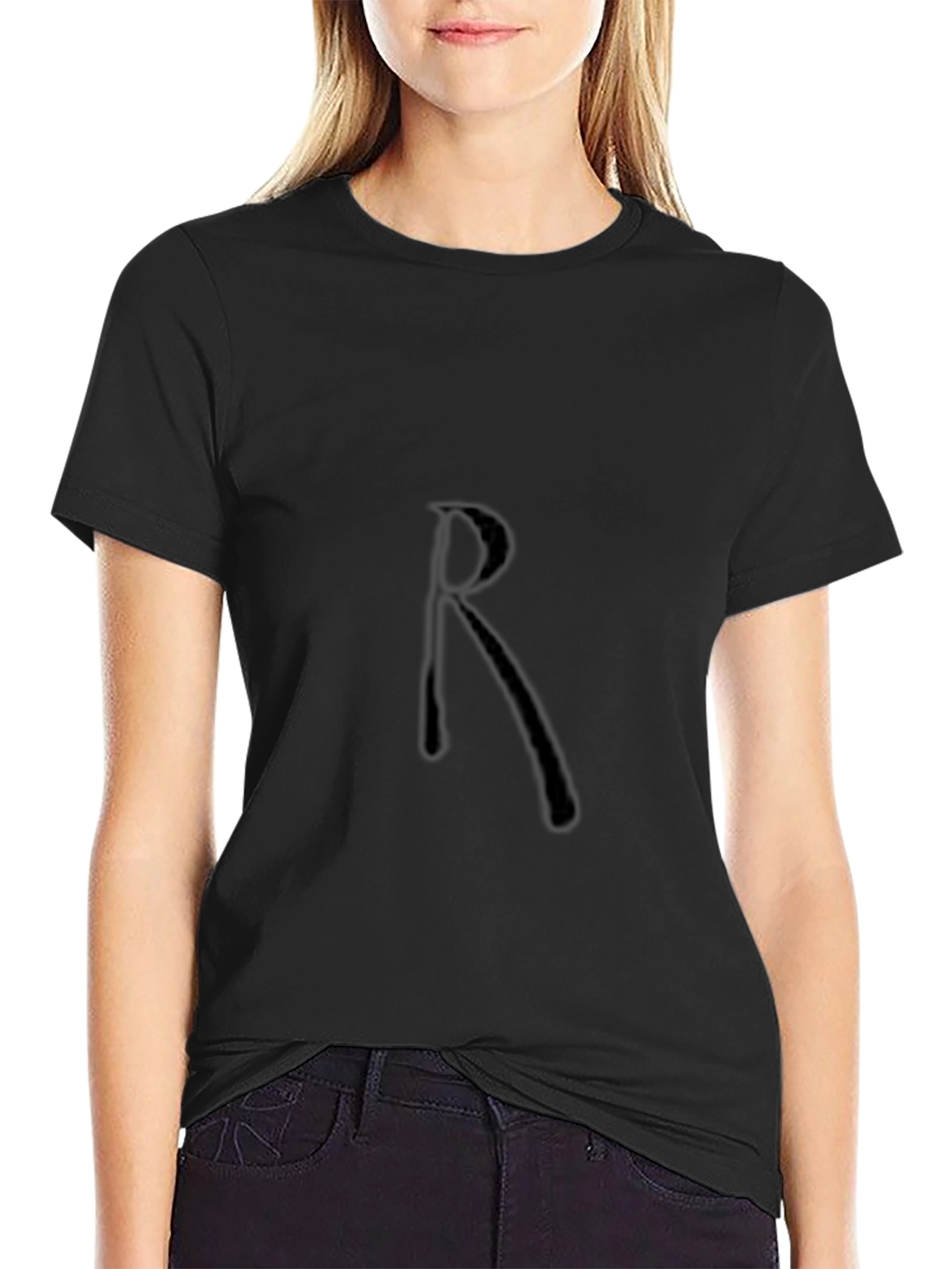 Mens Black T-Shirt with R Design
