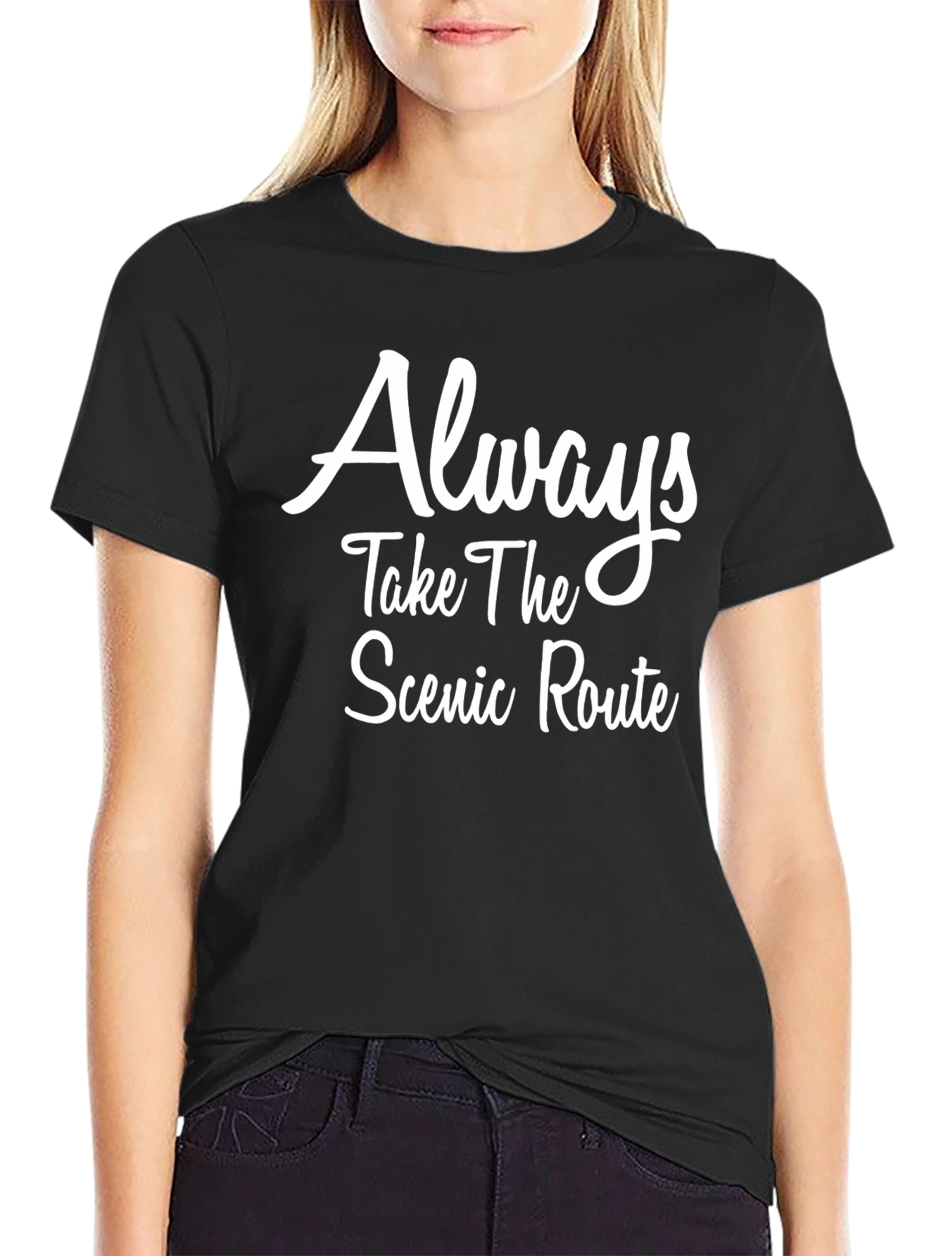Scenic Route Black T-Shirt - Inspirational Graphic Tee