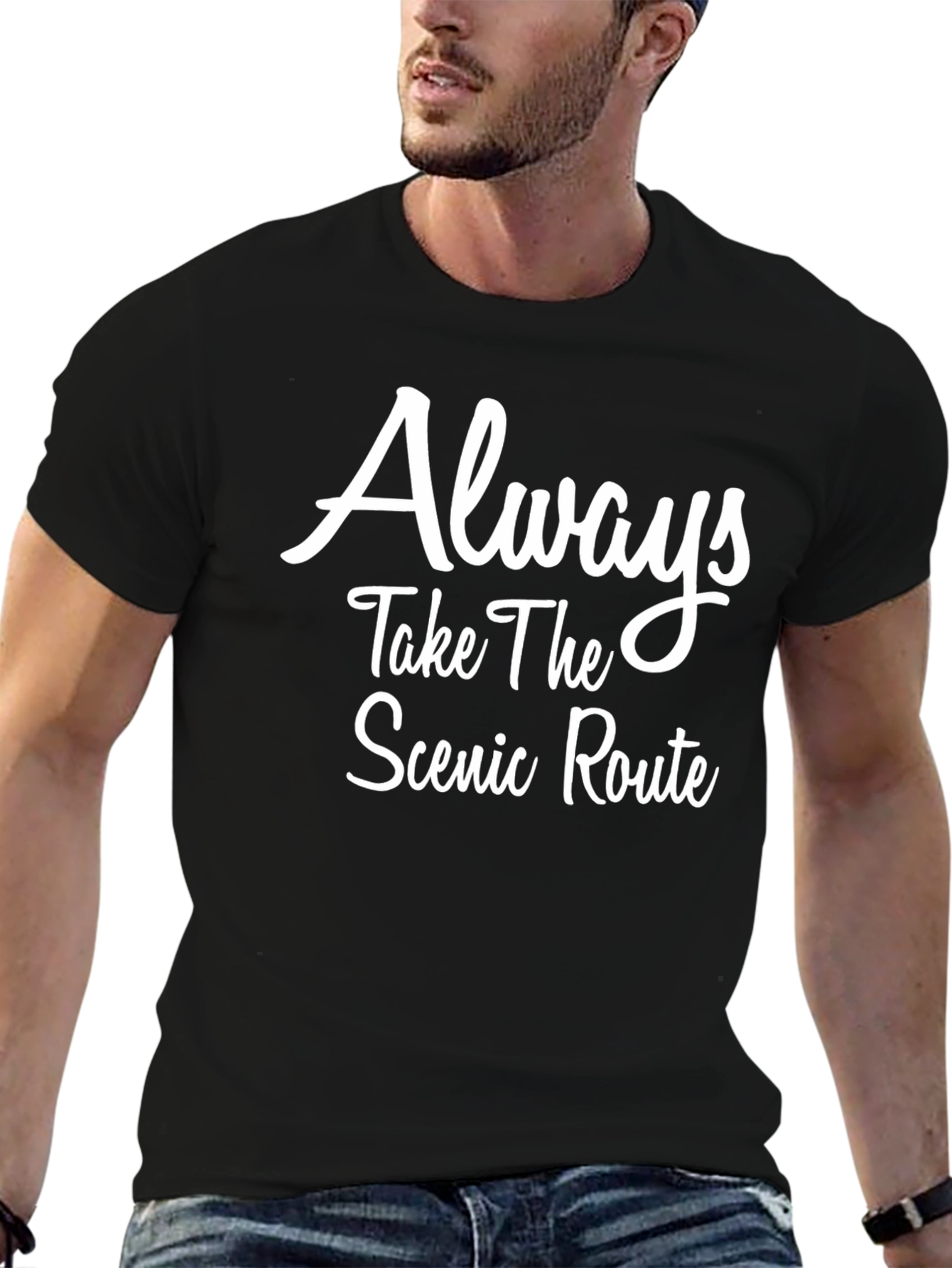 Scenic Route Black T-Shirt - Inspirational Graphic Tee