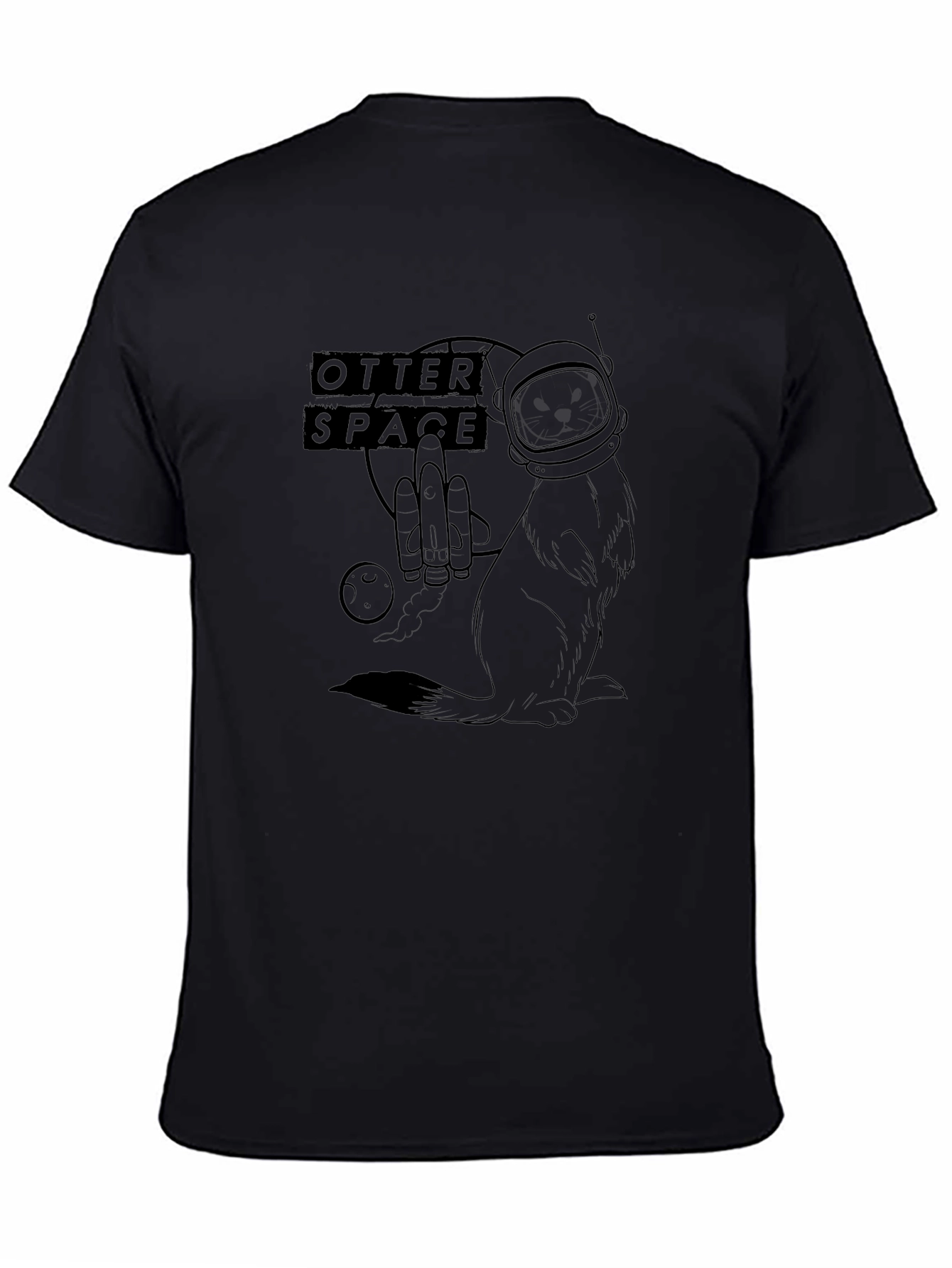 Otter Space Black T-Shirt - Astronaut Design