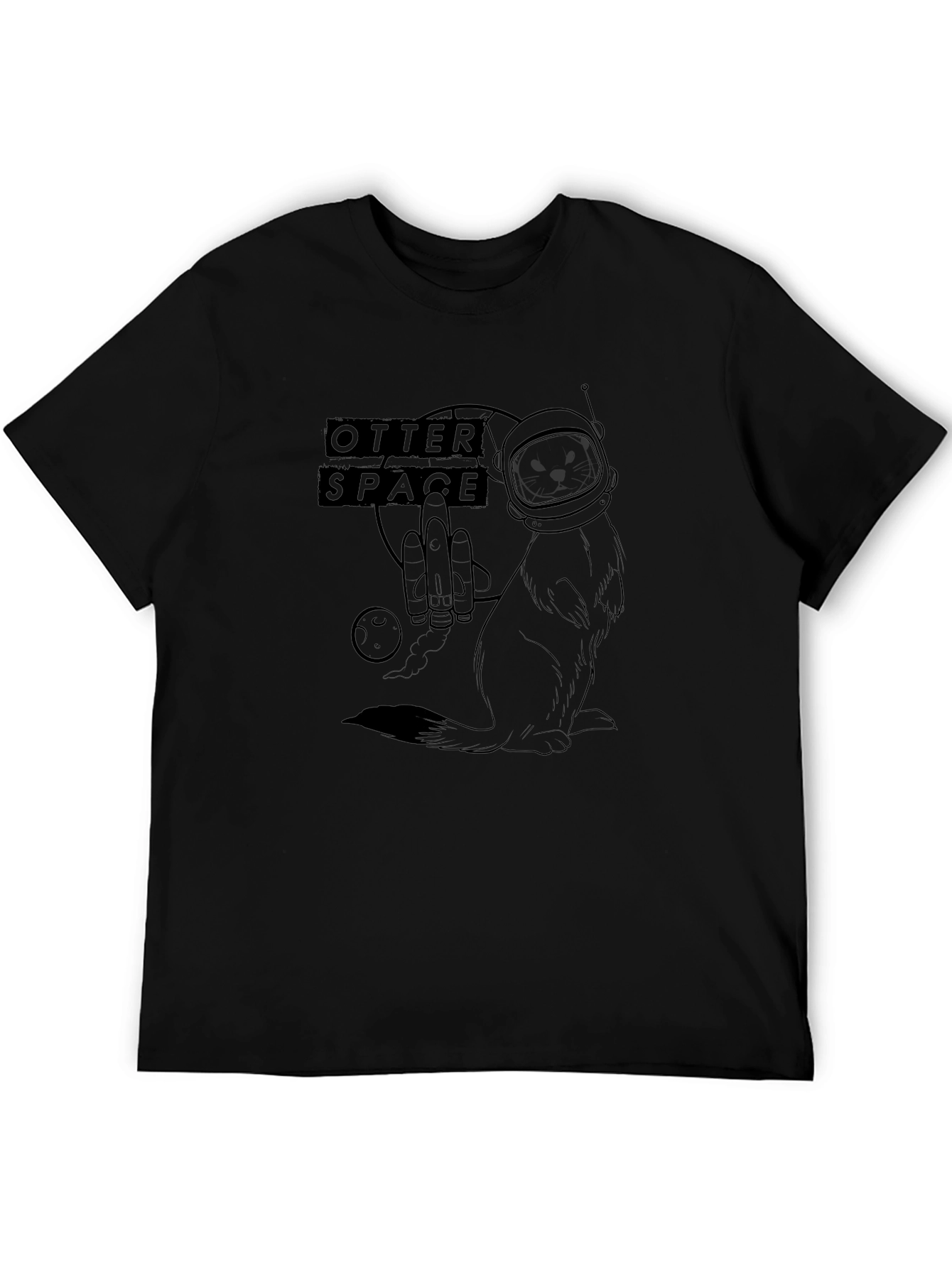 Otter Space Black T-Shirt - Astronaut Design