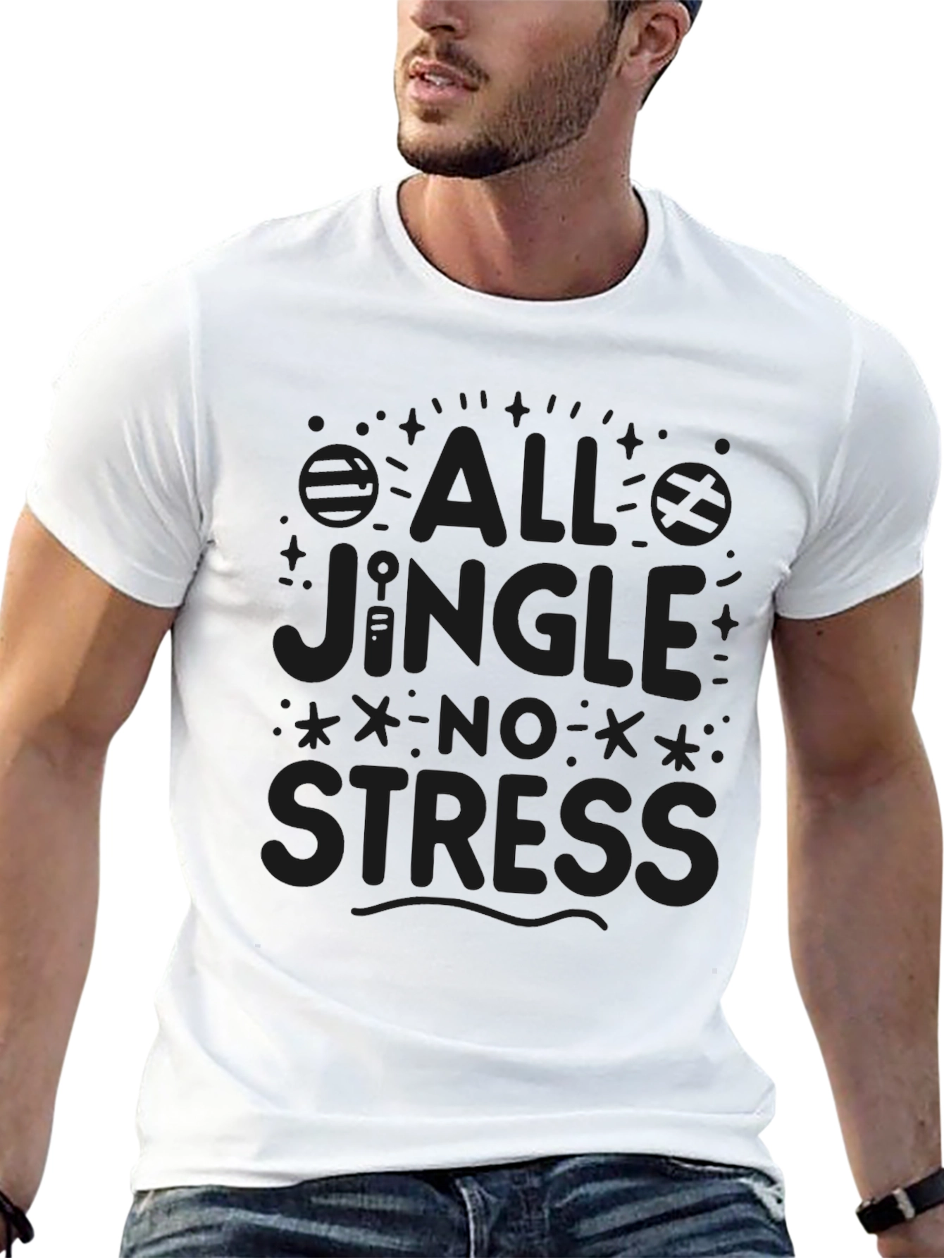 All Jingle No Stress Black Graphic Tee