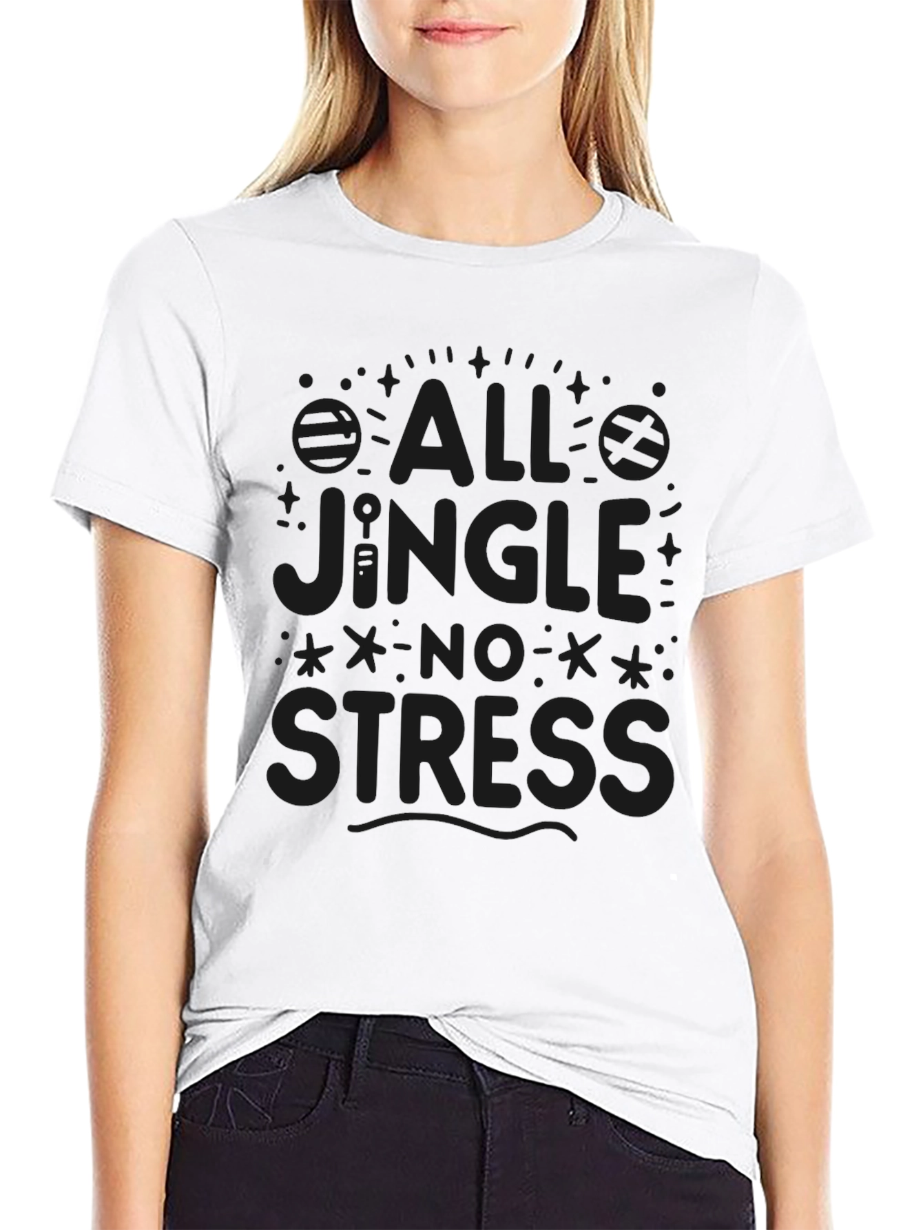 All Jingle No Stress Black Graphic Tee