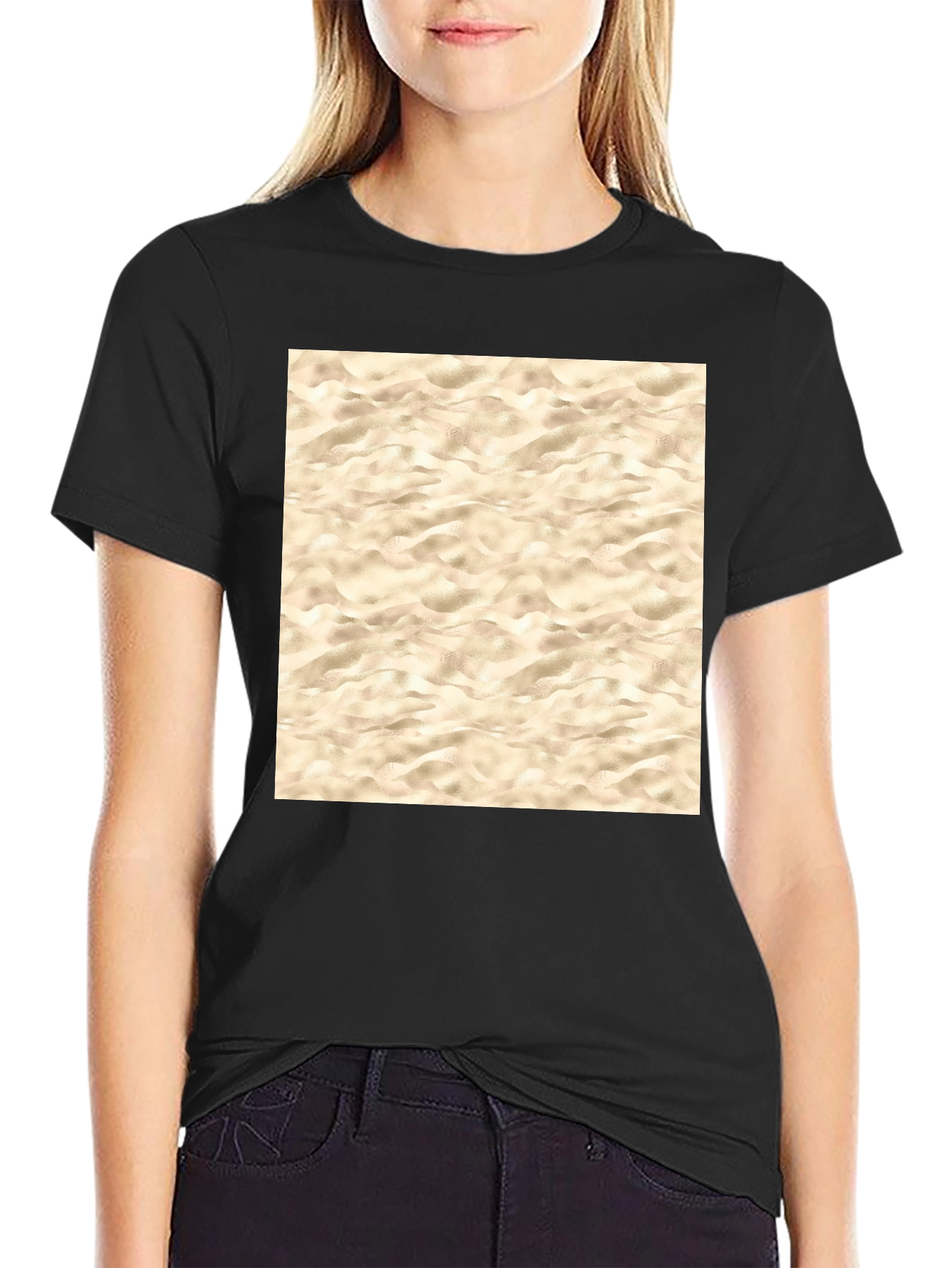 Beach Sand Pattern Graphic Tee - Black T-Shirt