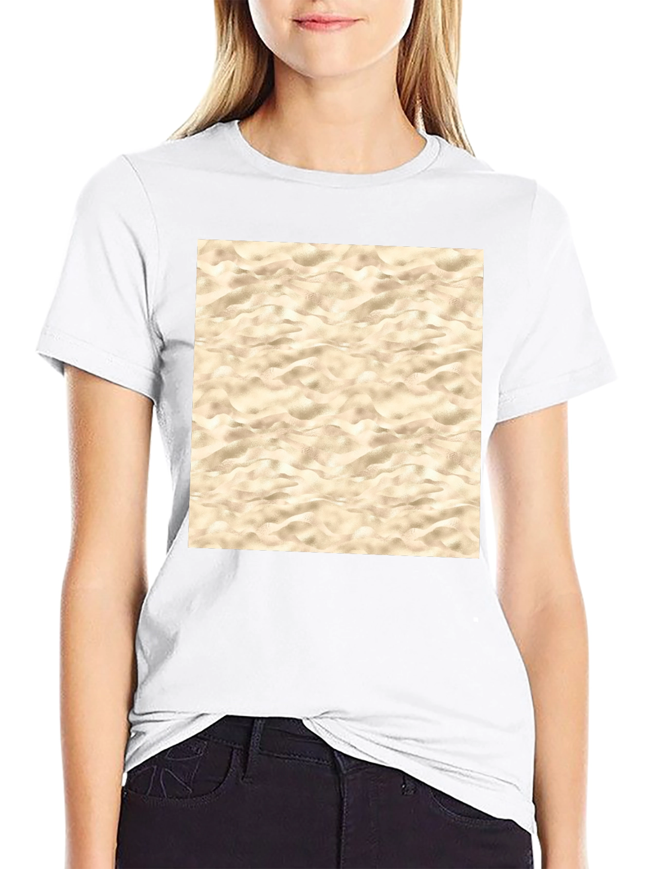 Beach Sand Pattern Graphic Tee - Black T-Shirt