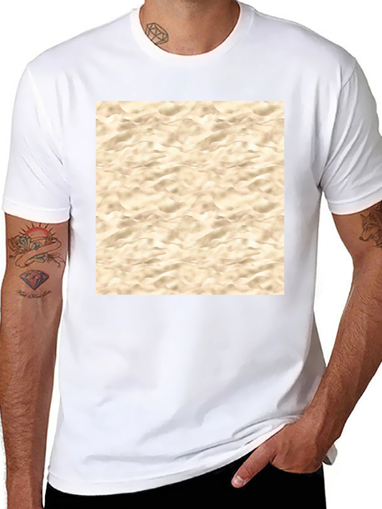 Beach Sand Pattern Graphic Tee - Black T-Shirt