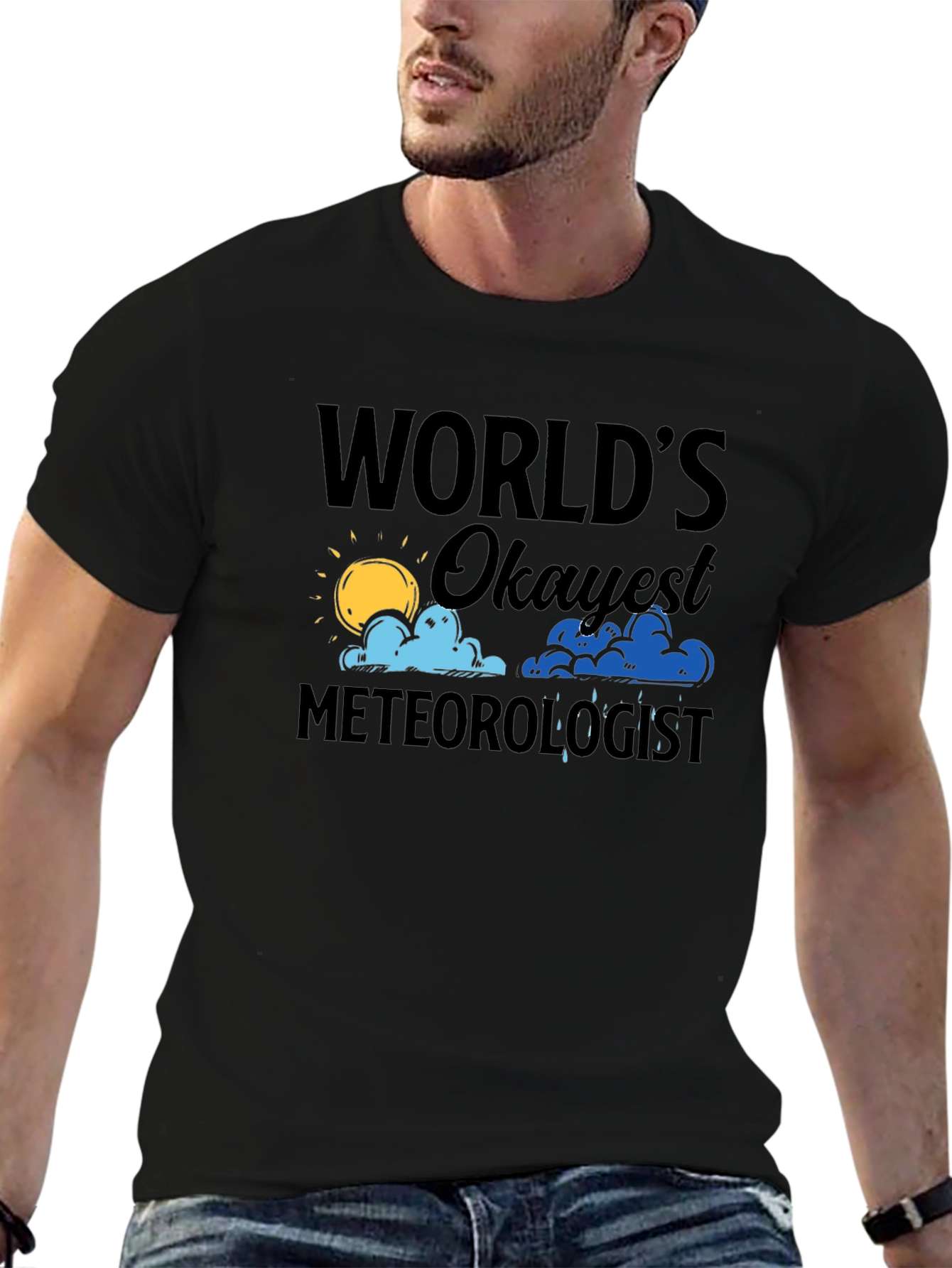 Worlds Okayest Meteorologist Black T-Shirt