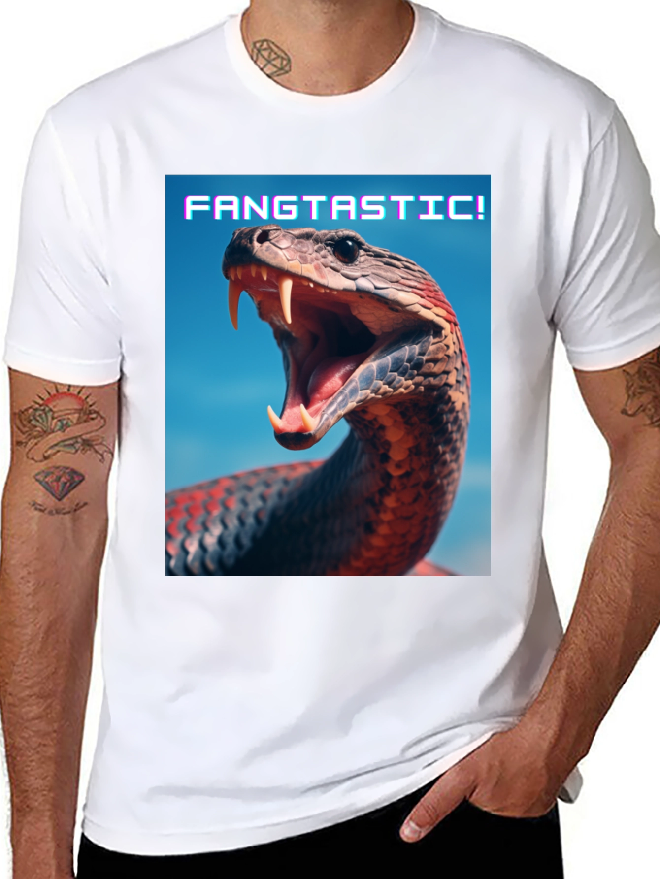 Fangtastic Snake Graphic Tee - Unique Animal Print Shirt