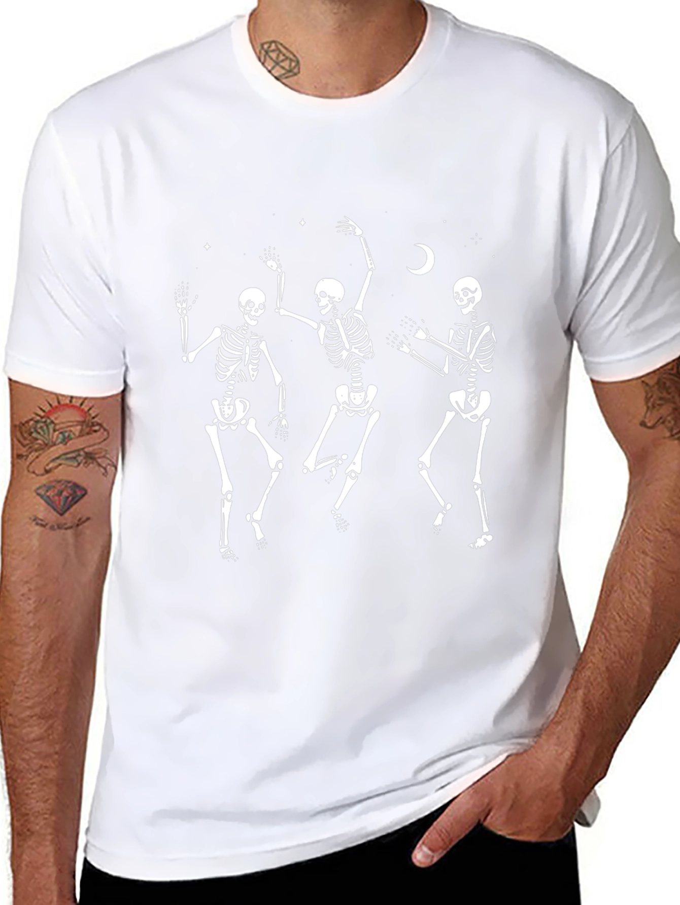Dancing Skeletons Graphic Tee - Black Cotton T-Shirt