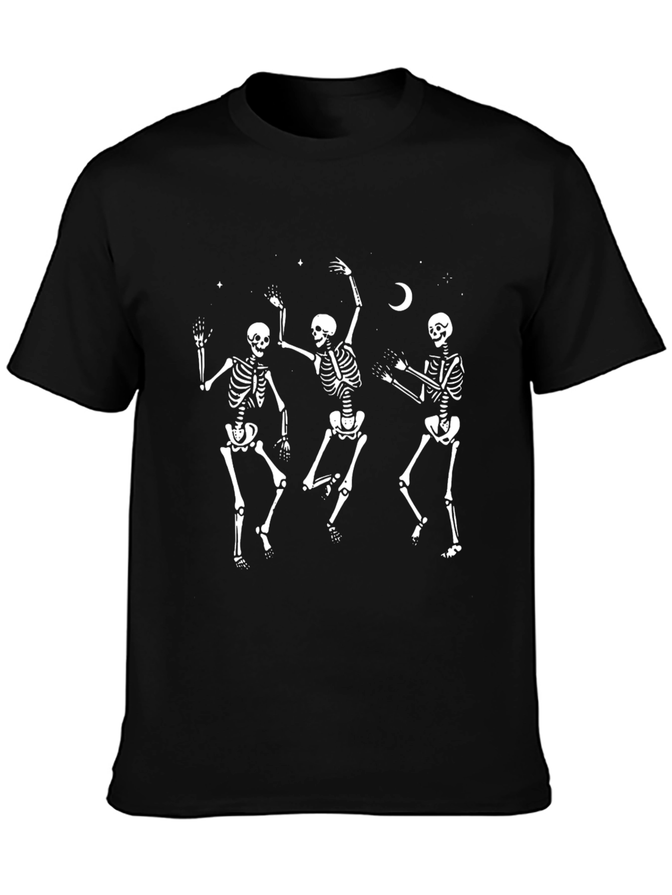 Dancing Skeletons Graphic Tee - Black Cotton T-Shirt