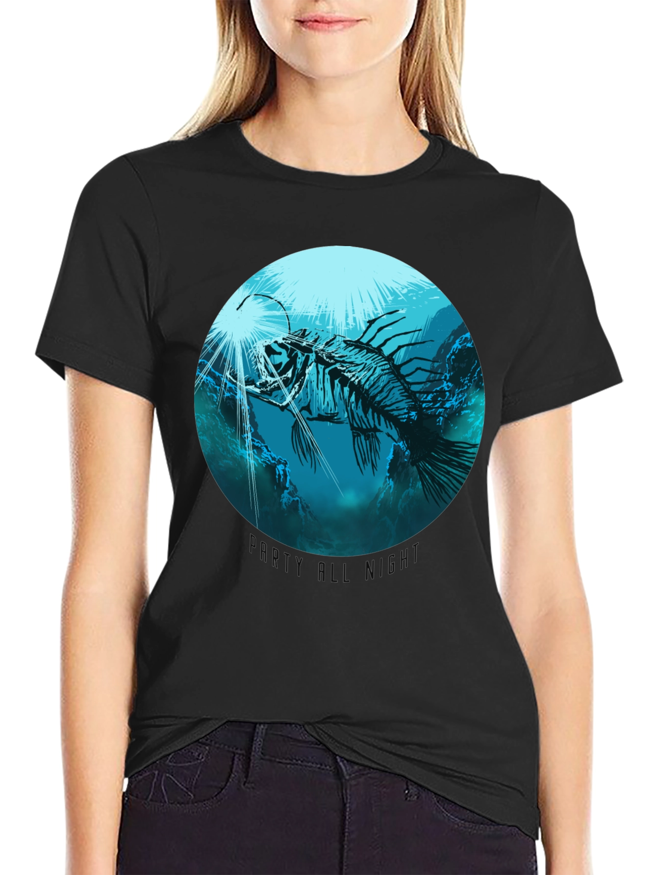 Angler Fish Skeleton Graphic T-Shirt