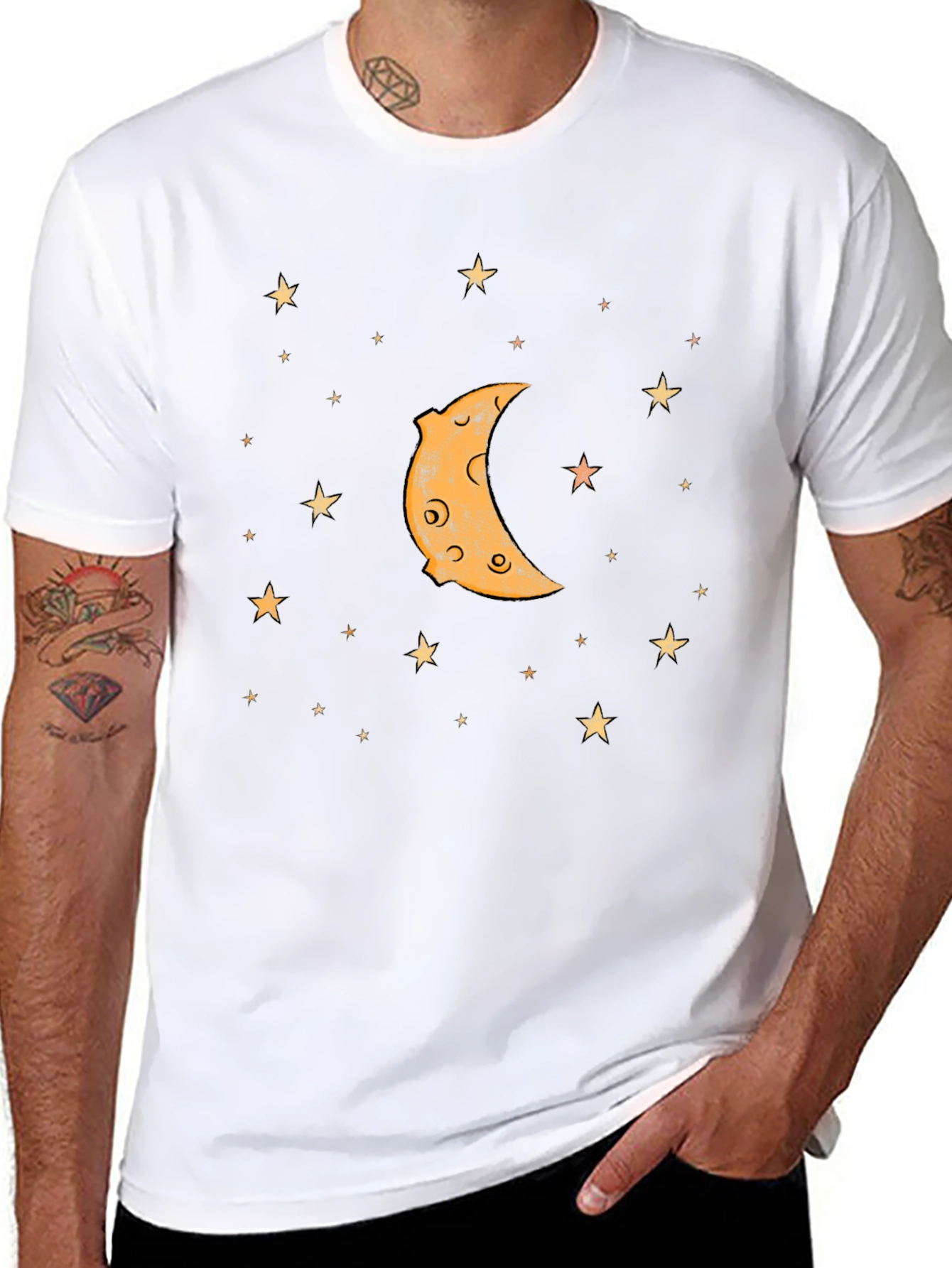 Crescent Moon & Stars Graphic T-Shirt