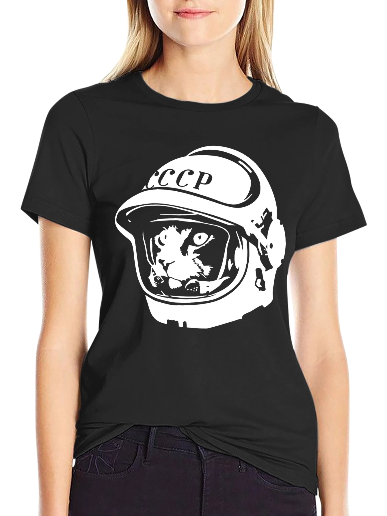 Cat Cosmonaut T-Shirt - CCCP Space Helmet Tee