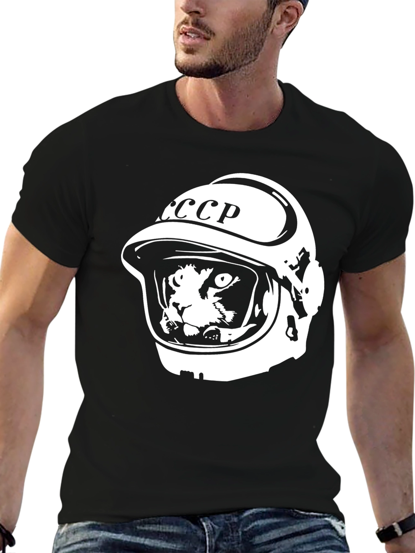 Cat Cosmonaut T-Shirt - CCCP Space Helmet Tee