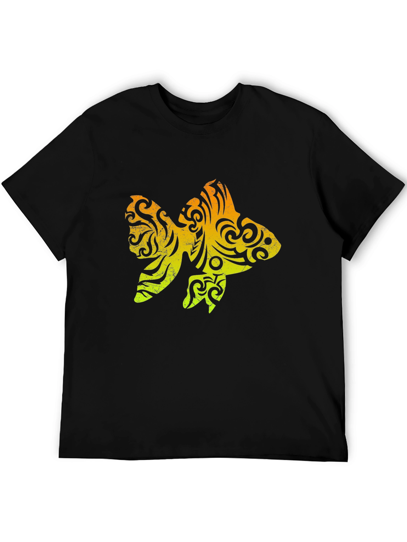Tribal Goldfish Graphic Tee - Stylish Mens Black T-Shirt