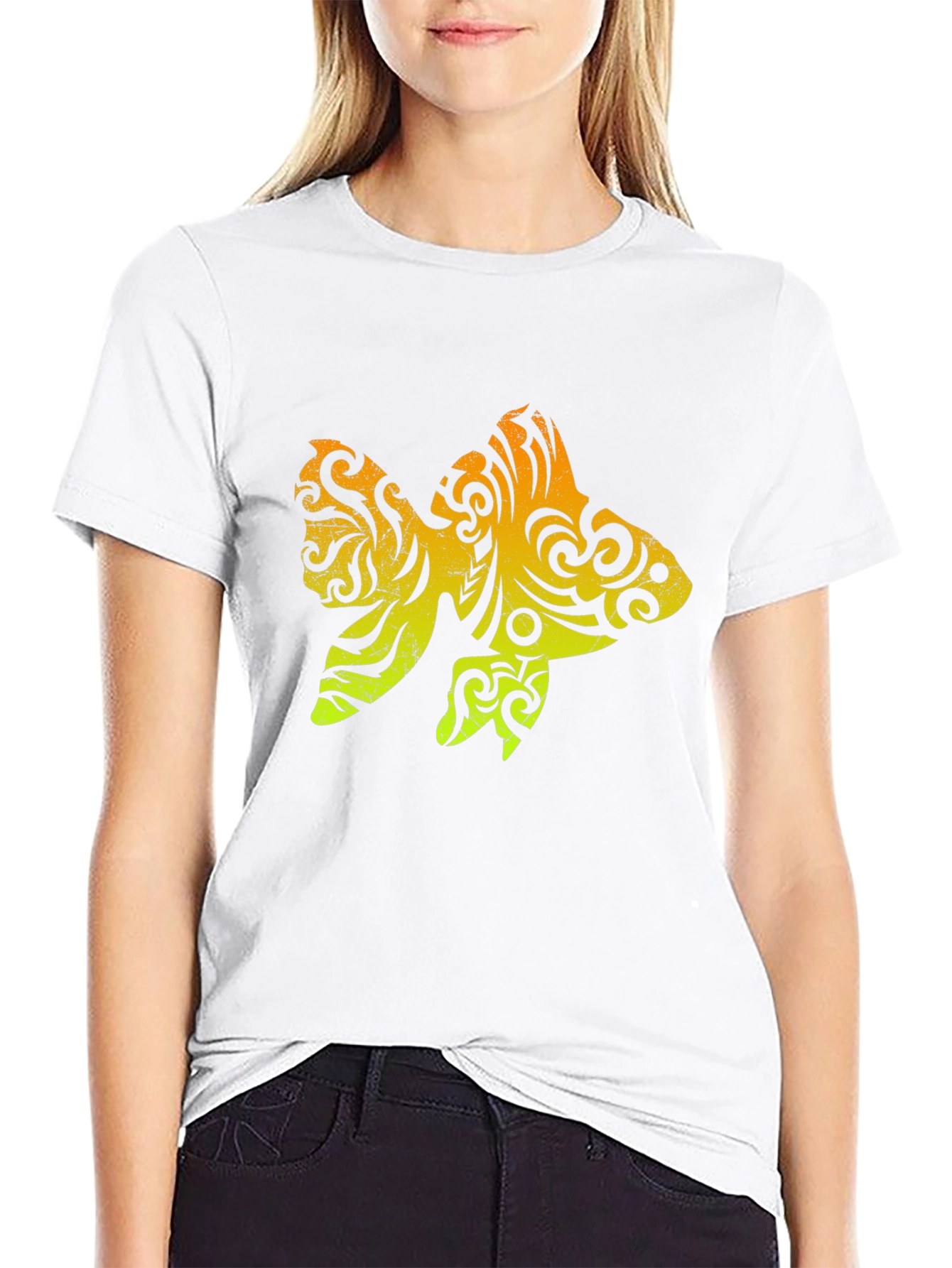 Tribal Goldfish Graphic Tee - Stylish Mens Black T-Shirt