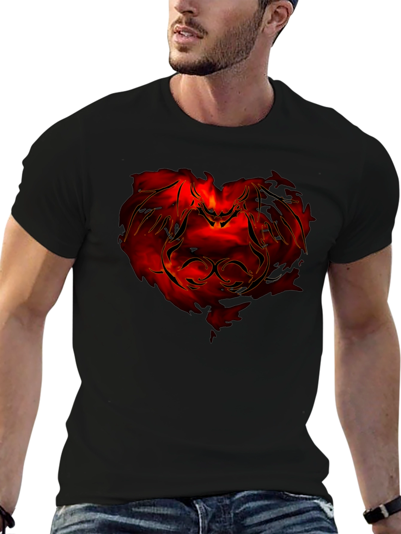 Fiery Dragon Graphic Tee - Mens Black T-Shirt