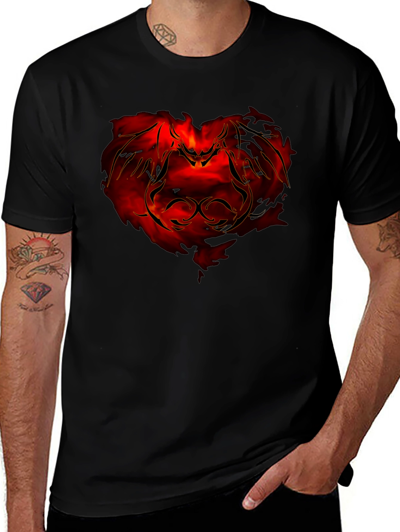 Fiery Dragon Graphic Tee - Mens Black T-Shirt