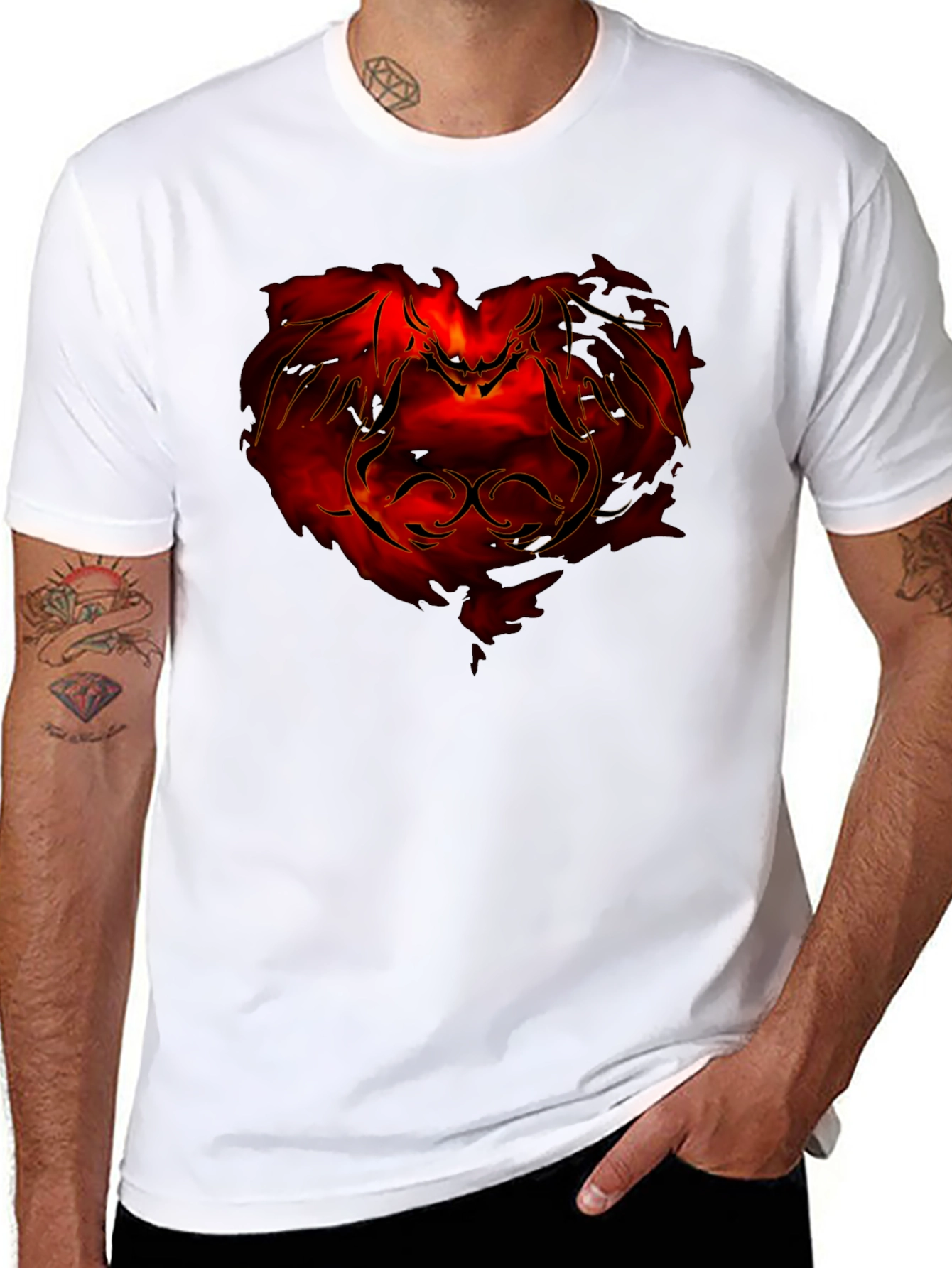 Fiery Dragon Graphic Tee - Mens Black T-Shirt