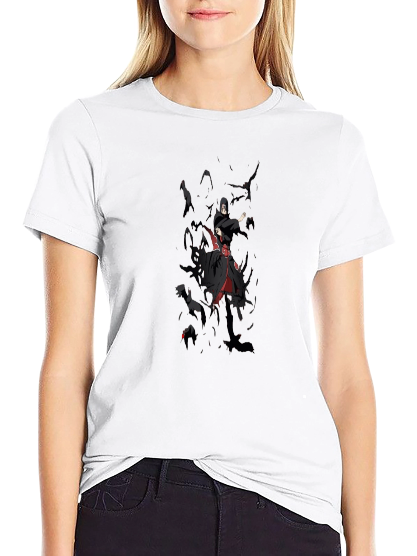 Anime Itachi Crow T-Shirt - Black Graphic Tee