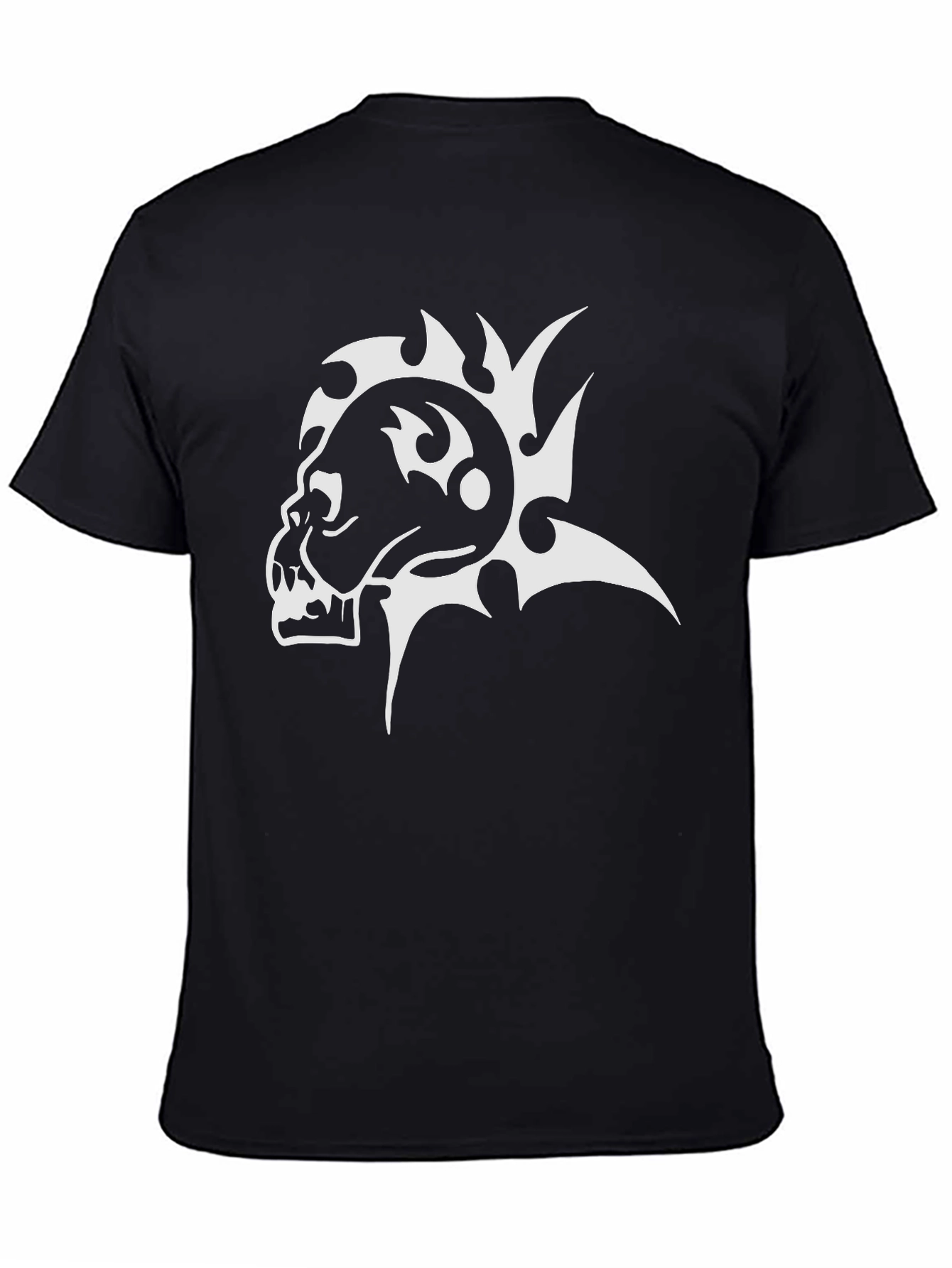Tribal Skull Graphic T-Shirt - Bold Black Tee