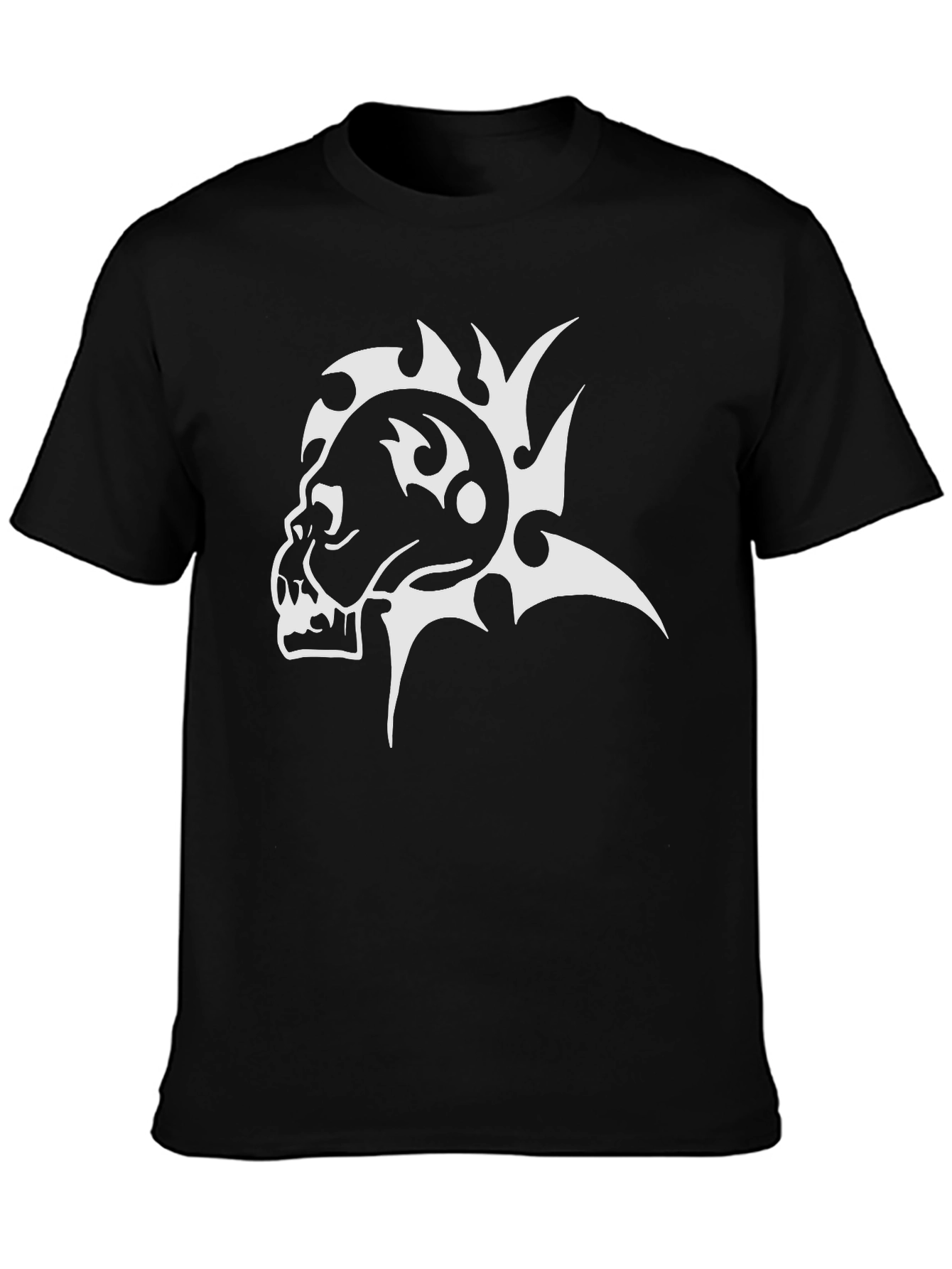Tribal Skull Graphic T-Shirt - Bold Black Tee