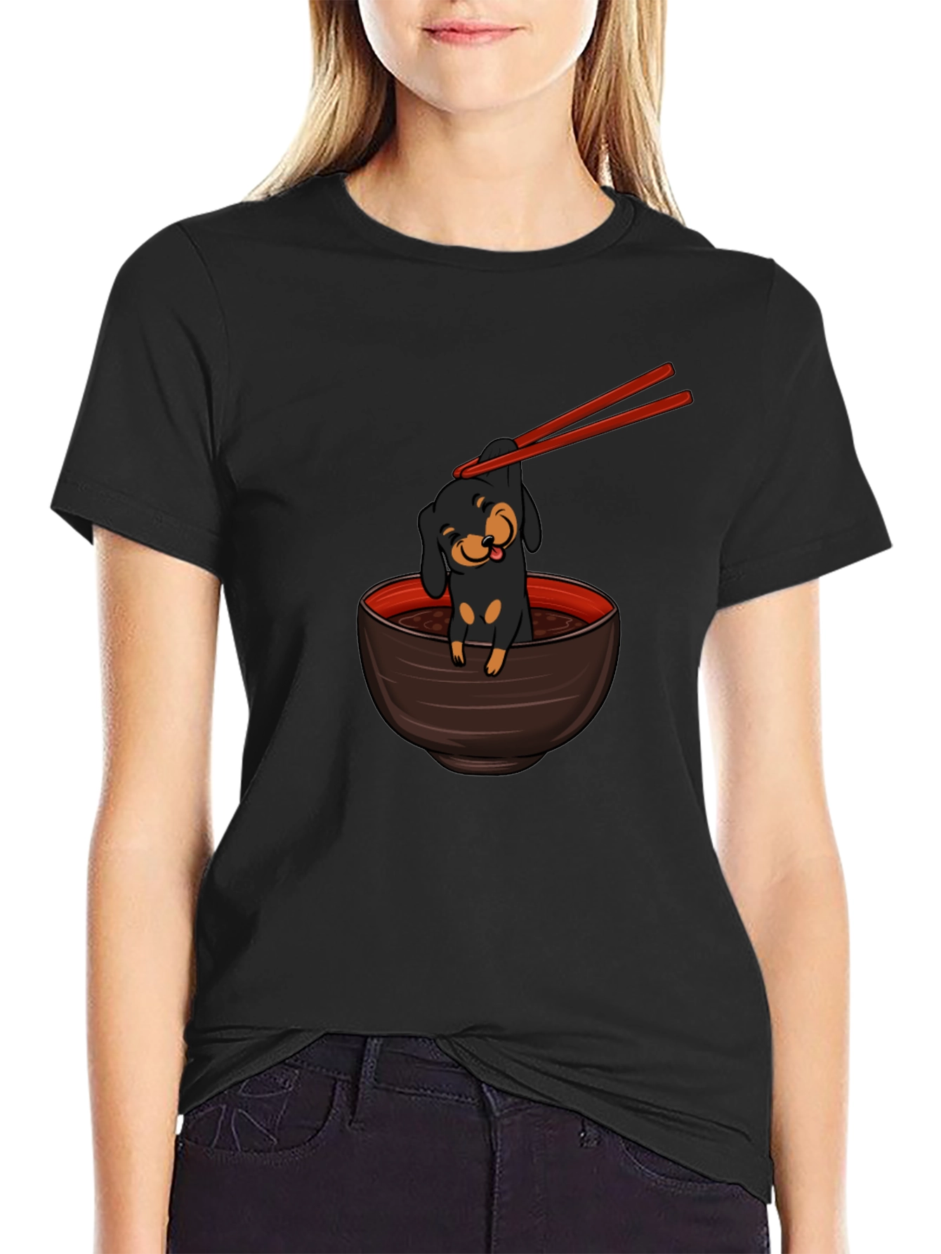 Dachshund Ramen Funny Graphic T-Shirt