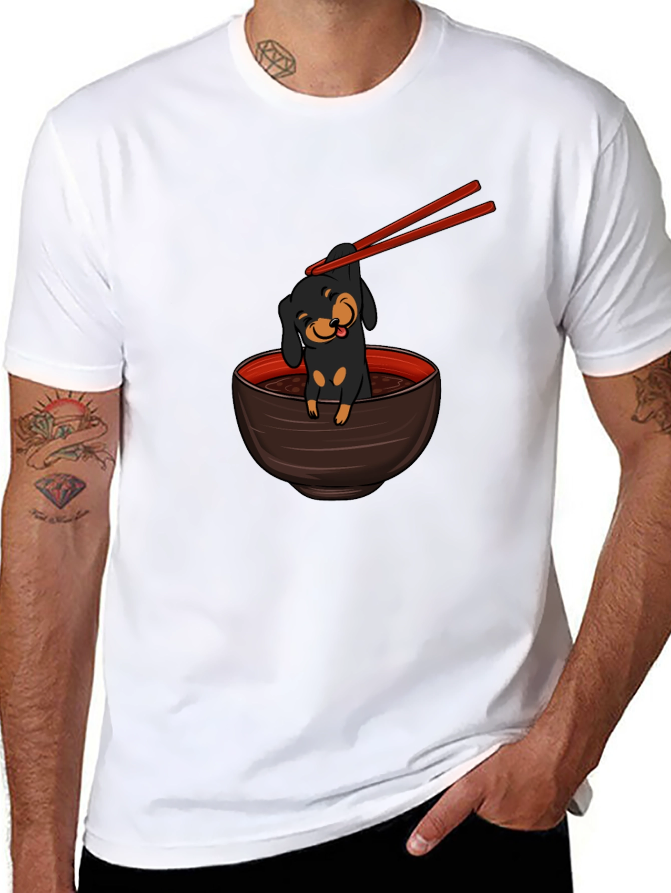 Dachshund Ramen Funny Graphic T-Shirt