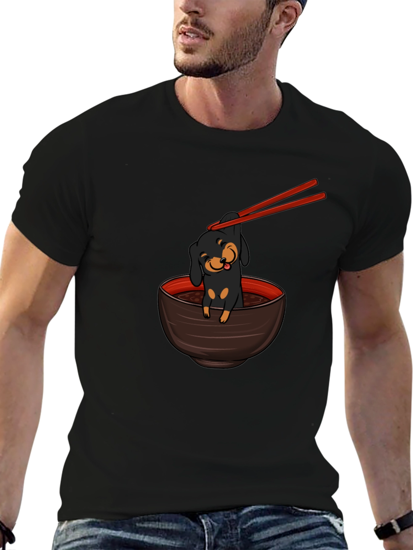 Dachshund Ramen Funny Graphic T-Shirt