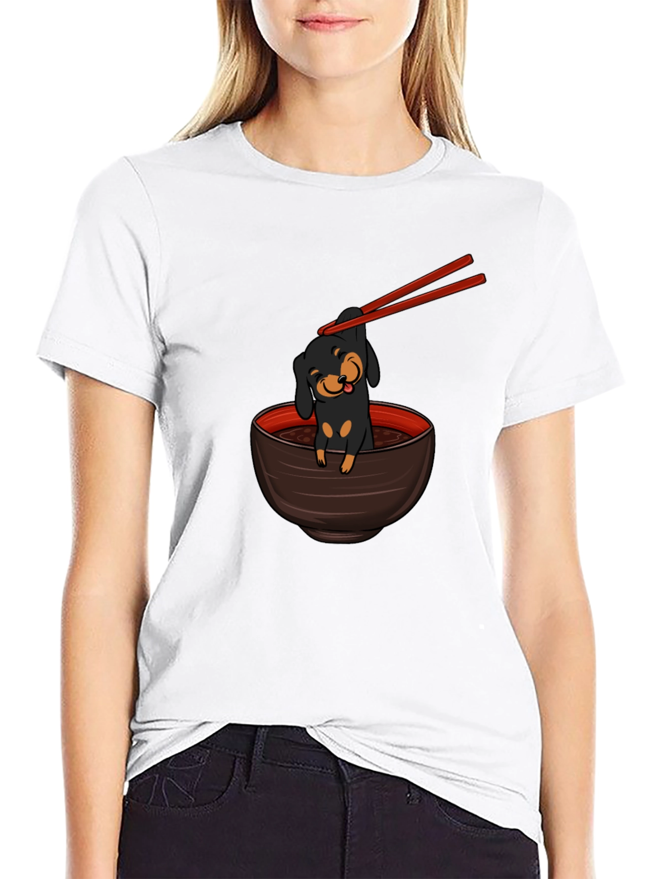 Dachshund Ramen Funny Graphic T-Shirt