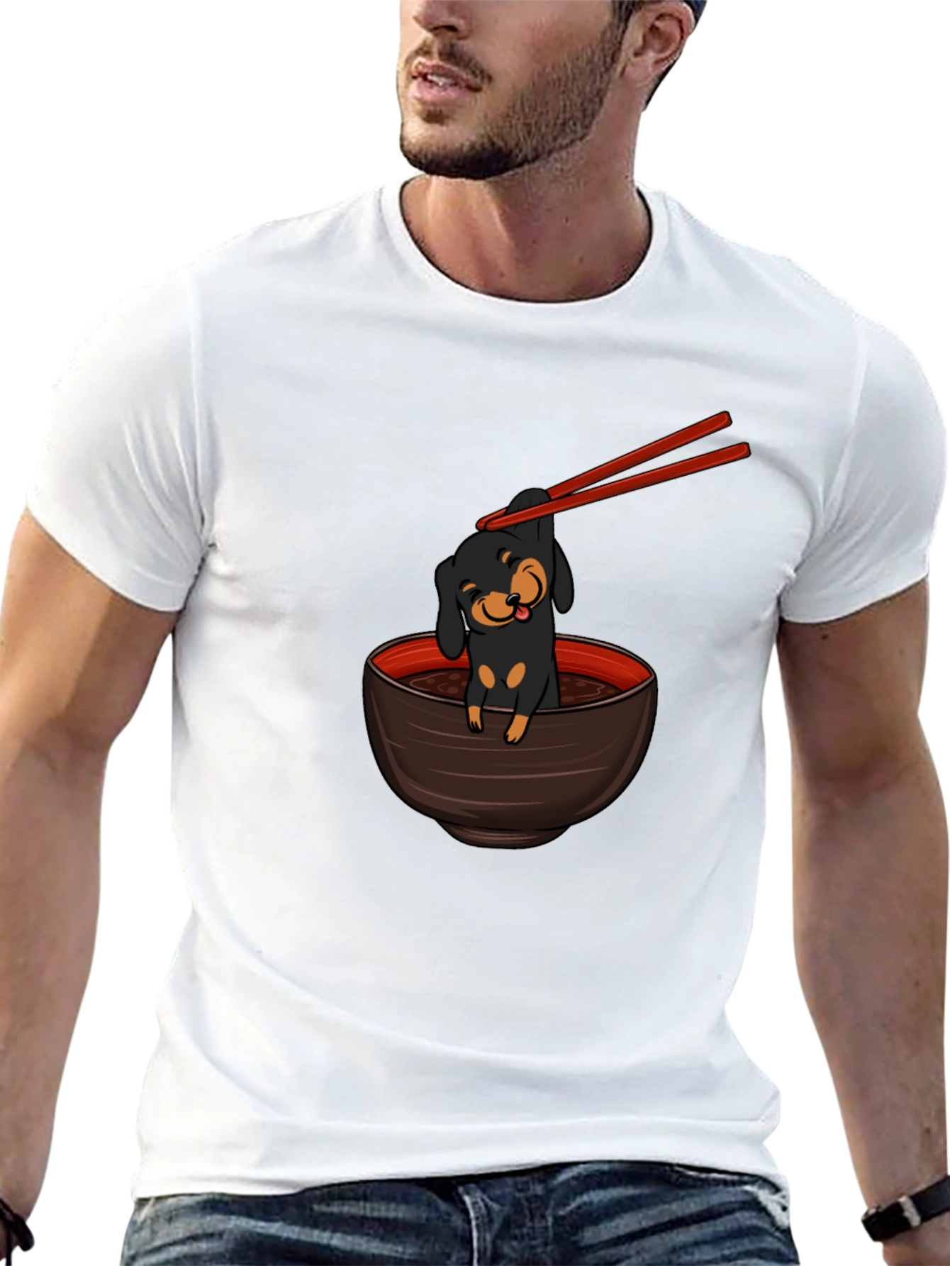 Dachshund Ramen Funny Graphic T-Shirt