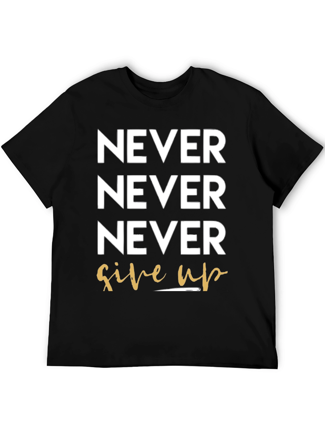 Never Give Up Black Graphic Tee