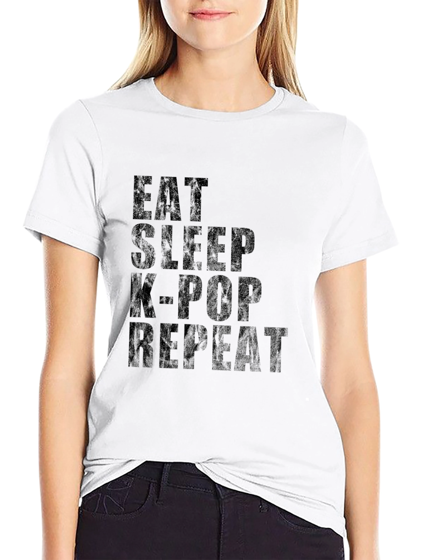 Eat Sleep K-Pop Repeat Black T-Shirt