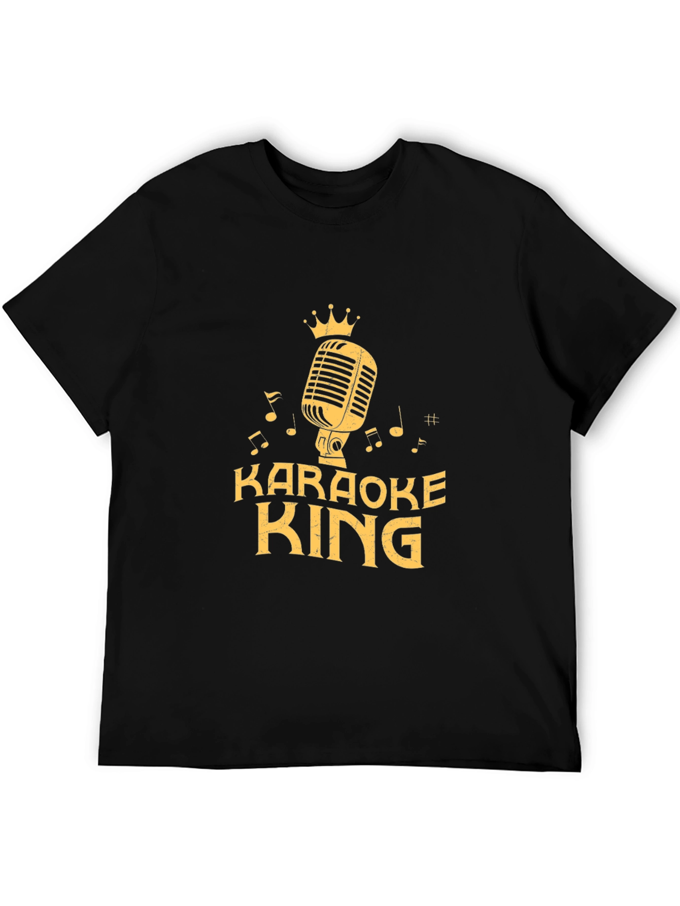Karaoke King Black T-Shirt with Microphone Graphic