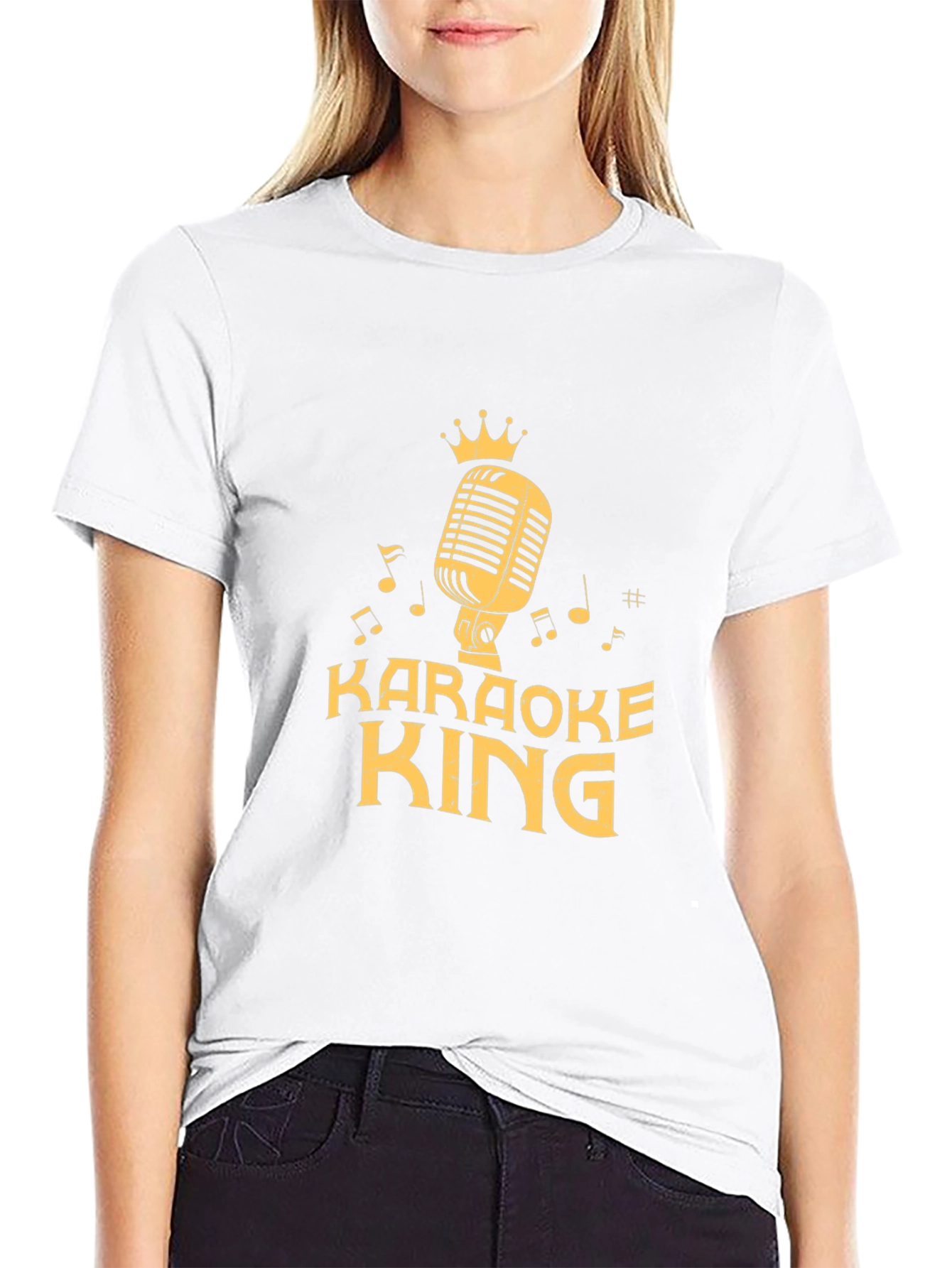 Karaoke King Black T-Shirt with Microphone Graphic