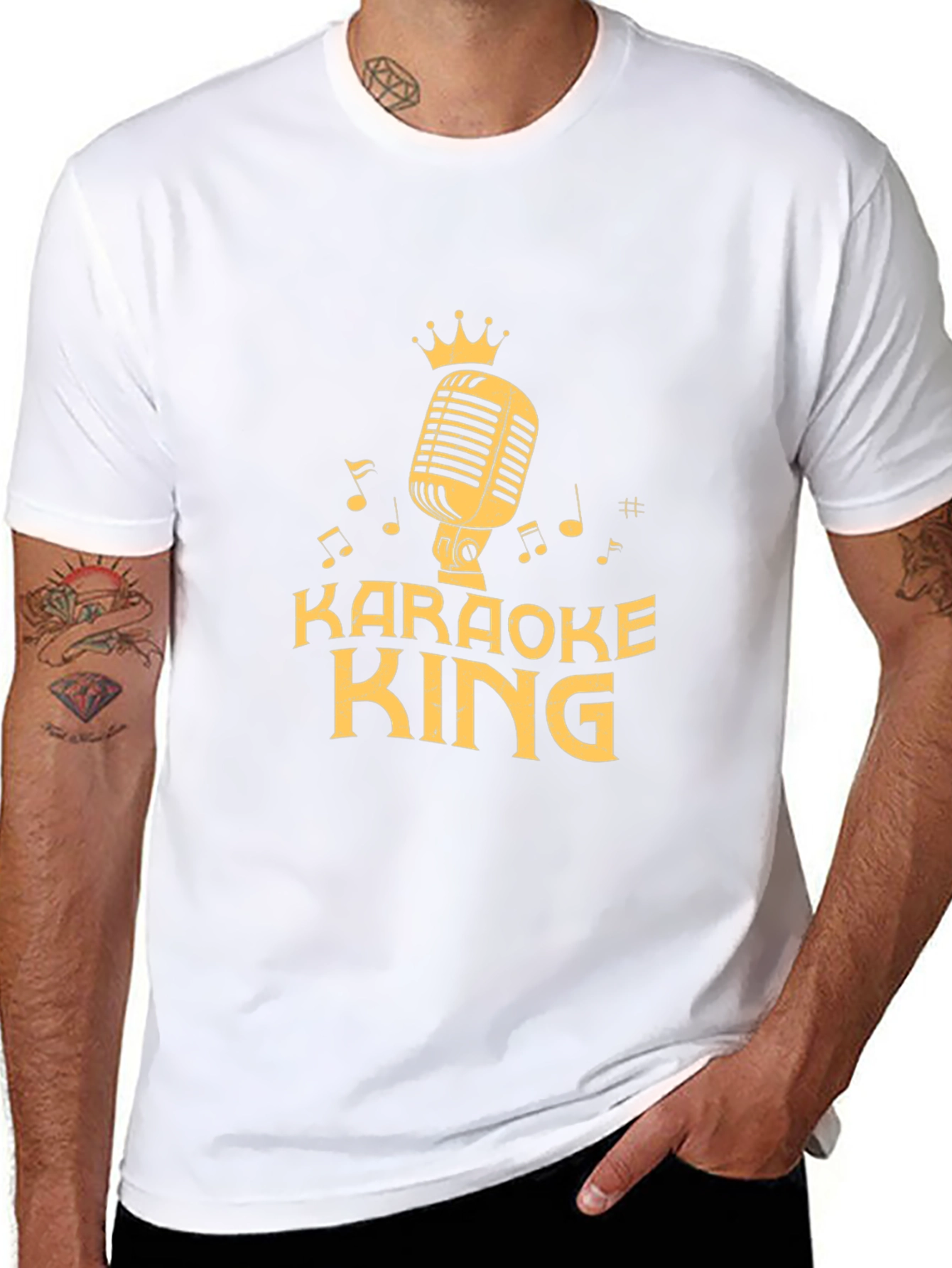 Karaoke King Black T-Shirt with Microphone Graphic