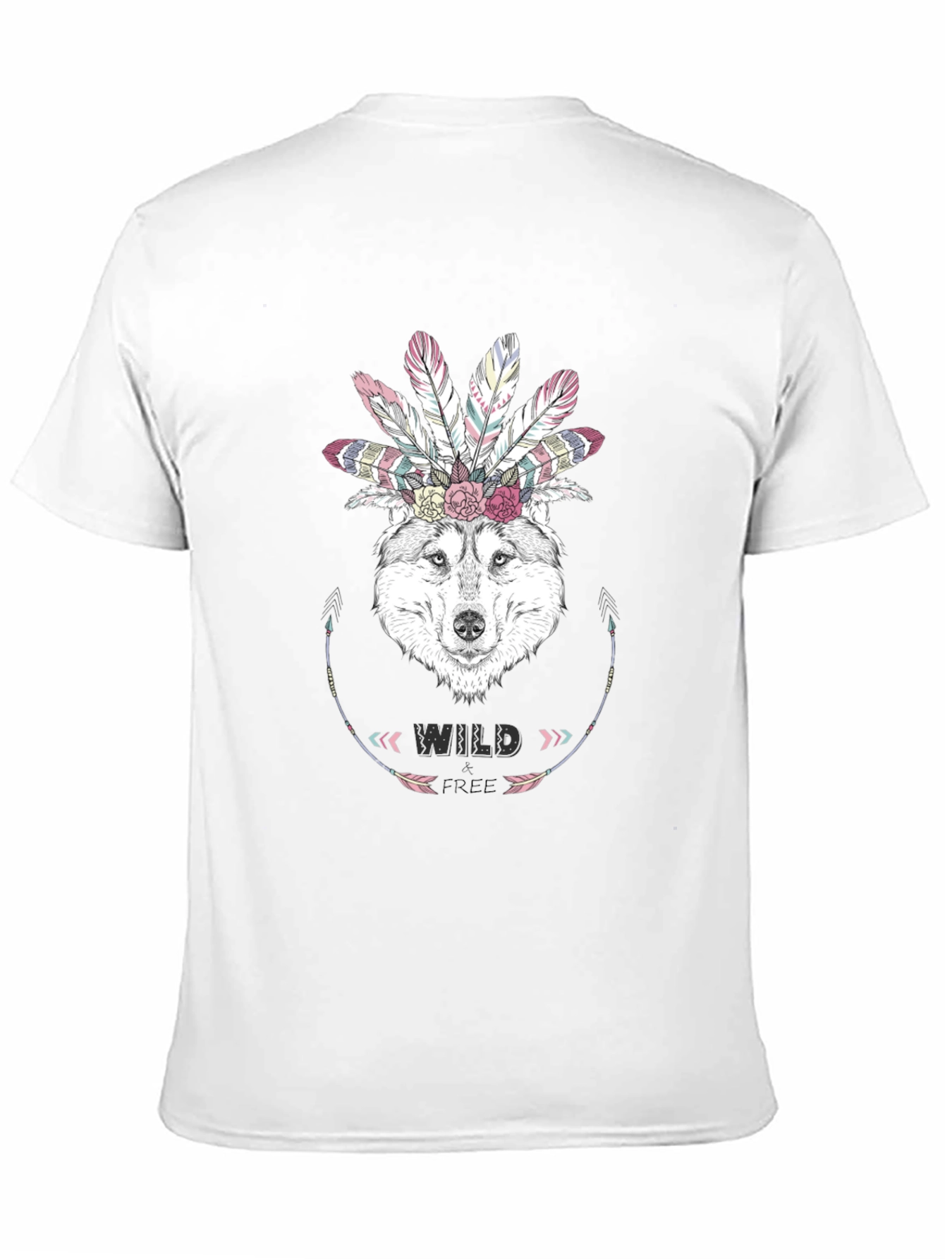 Wild Free Wolf Graphic Tee - Boho Style