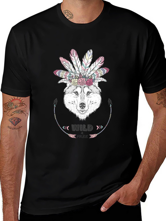 Wild Free Wolf Graphic Tee - Boho Style