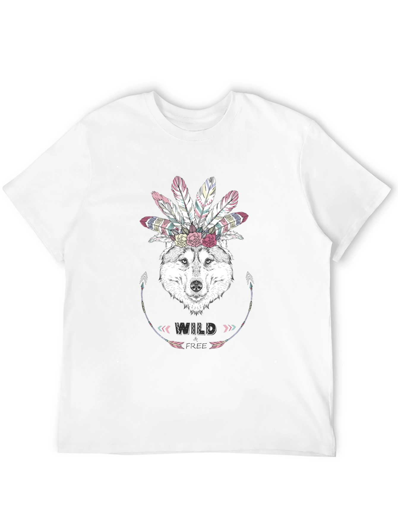 Wild Free Wolf Graphic Tee - Boho Style