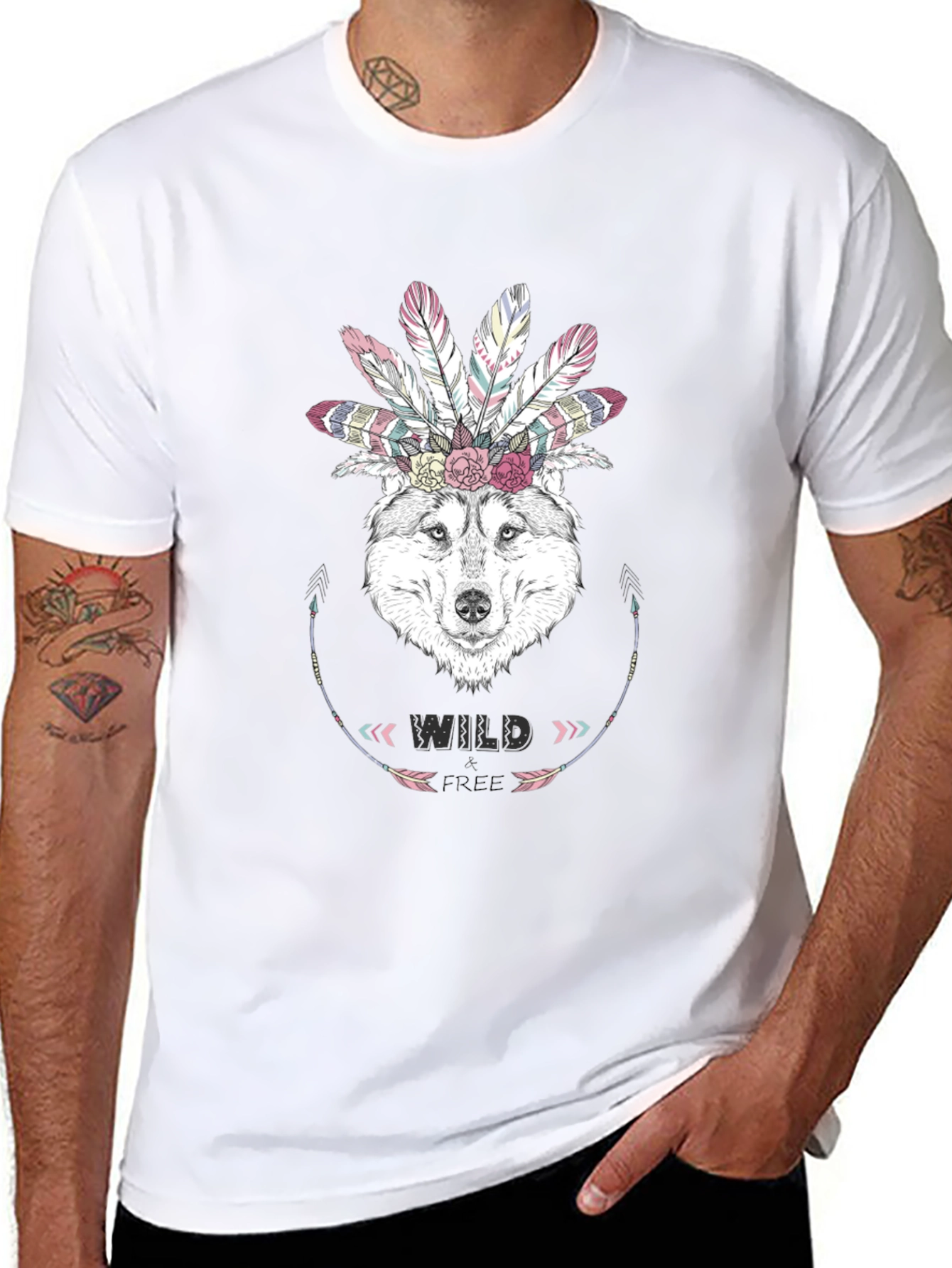 Wild Free Wolf Graphic Tee - Boho Style