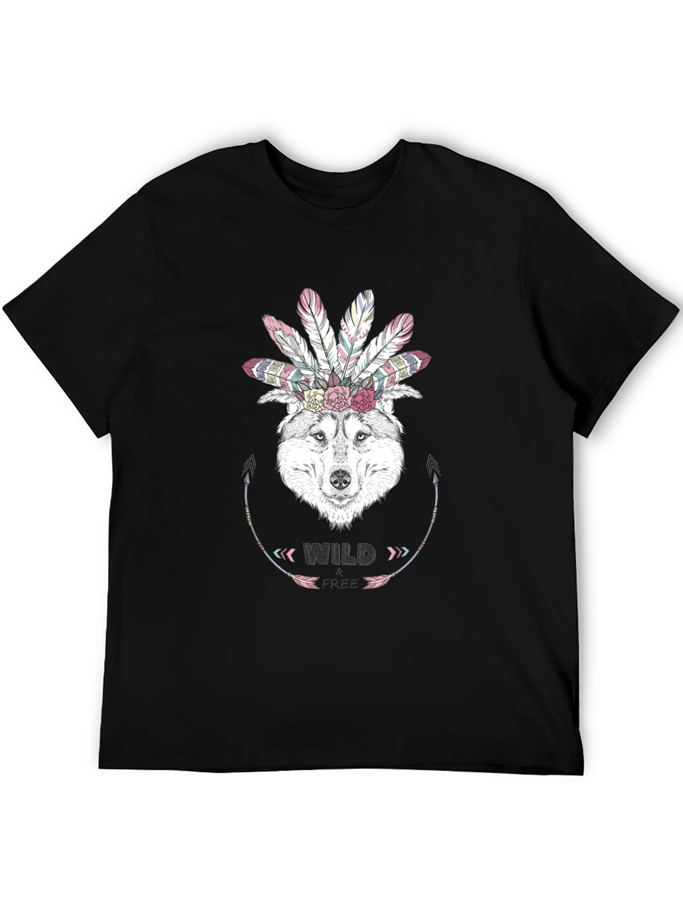 Wild Free Wolf Graphic Tee - Boho Style