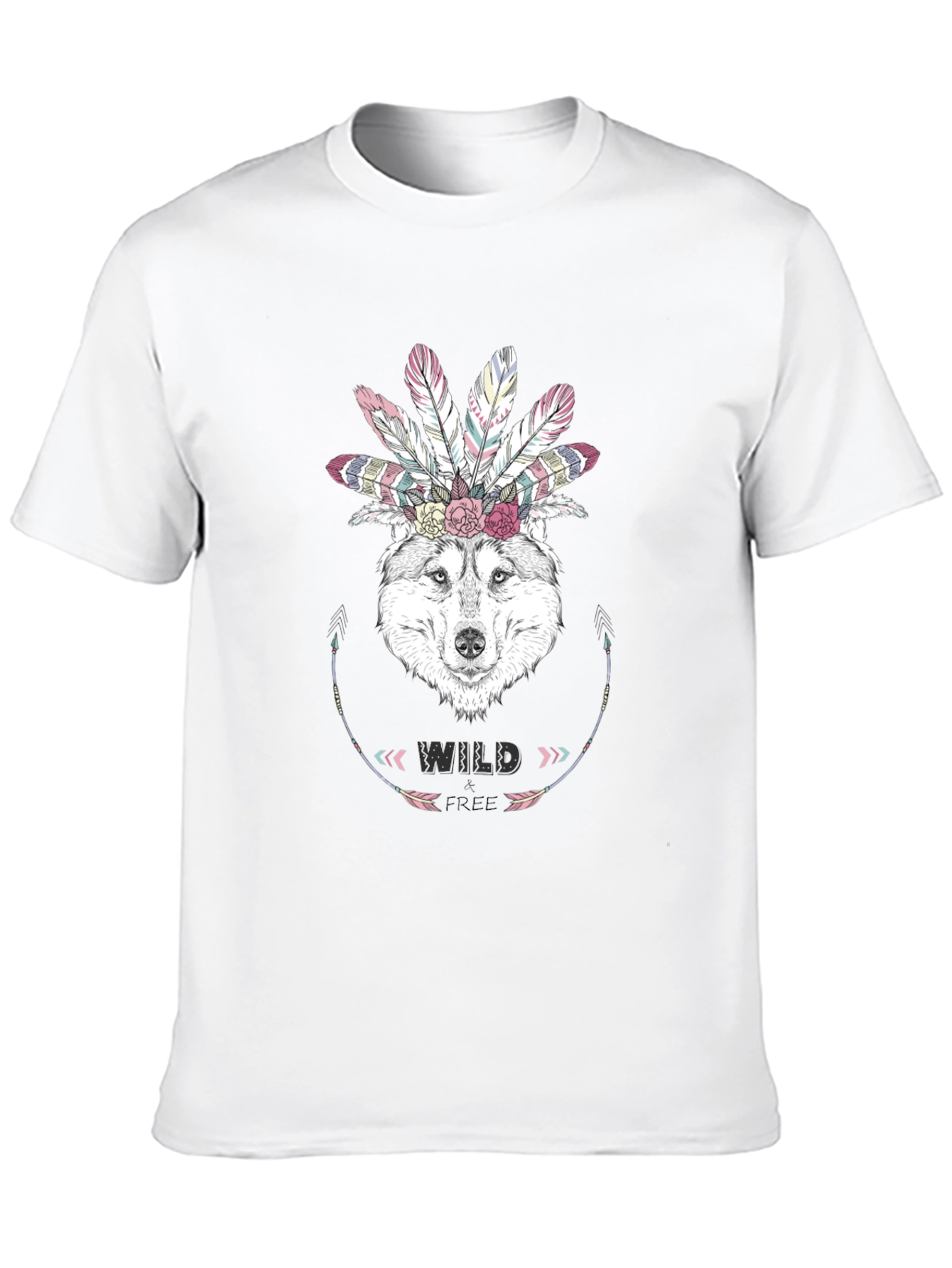 Wild Free Wolf Graphic Tee - Boho Style
