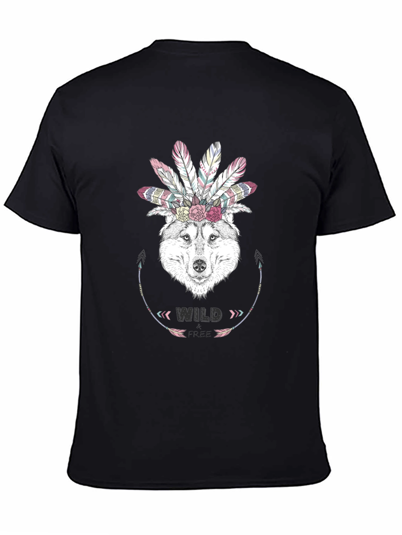 Wild Free Wolf Graphic Tee - Boho Style