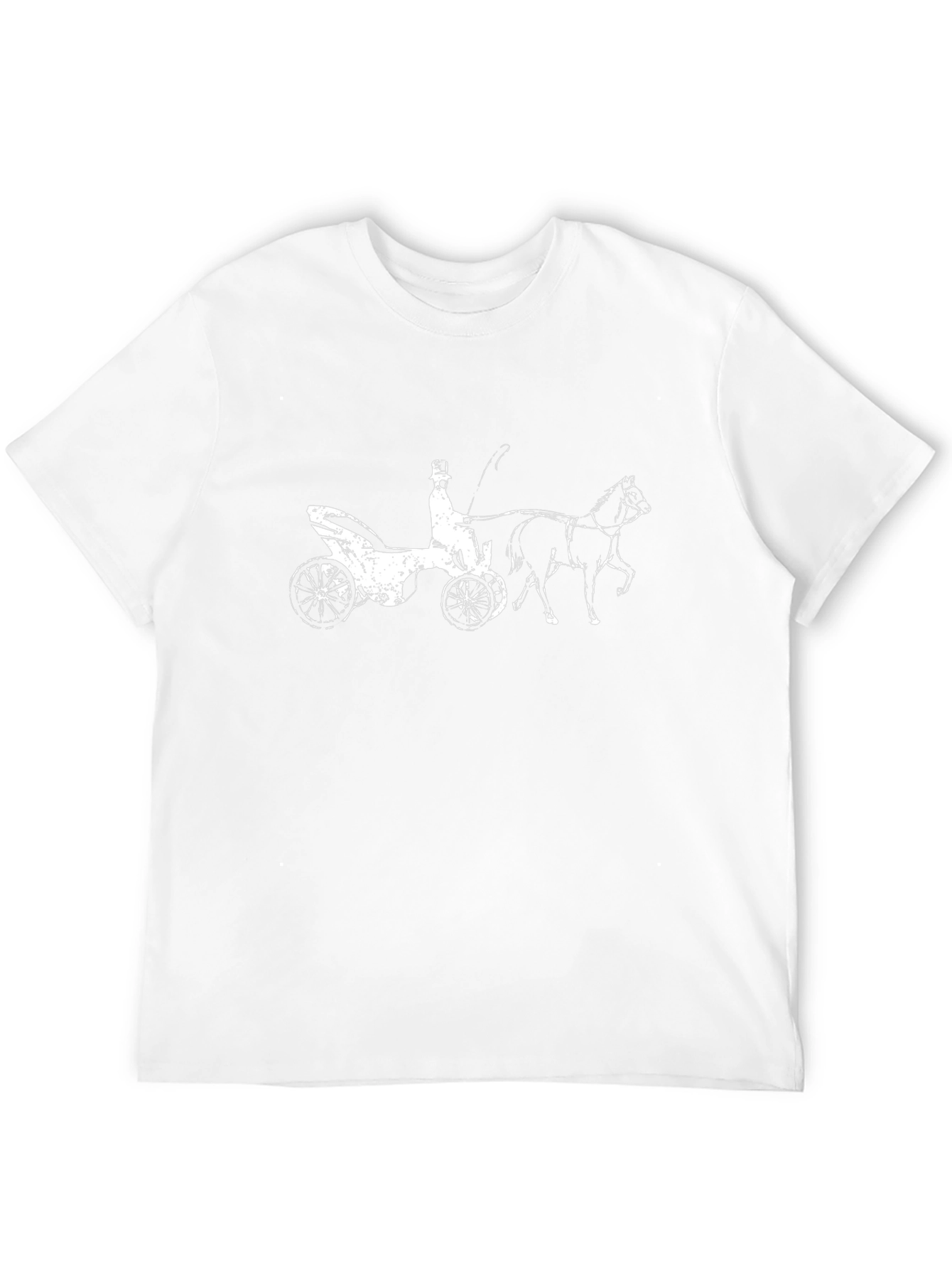 Black T-Shirt with Horse Drawn Carriage Print