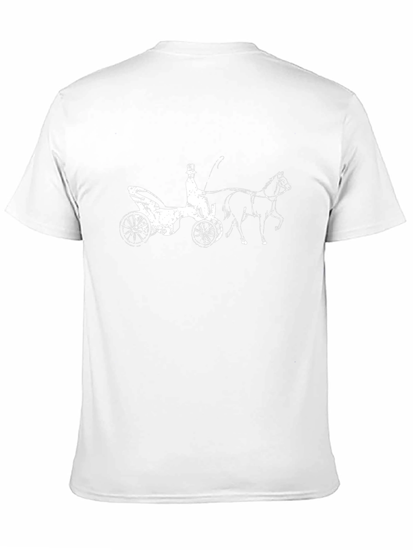 Black T-Shirt with Horse Drawn Carriage Print