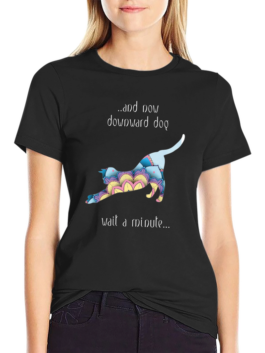 Downward Dog Yoga Cat Graphic T-Shirt