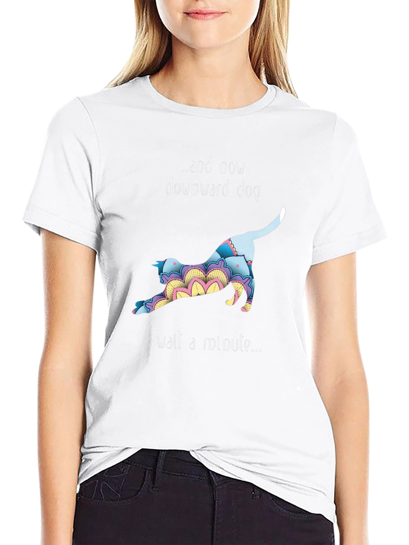 Downward Dog Yoga Cat Graphic T-Shirt