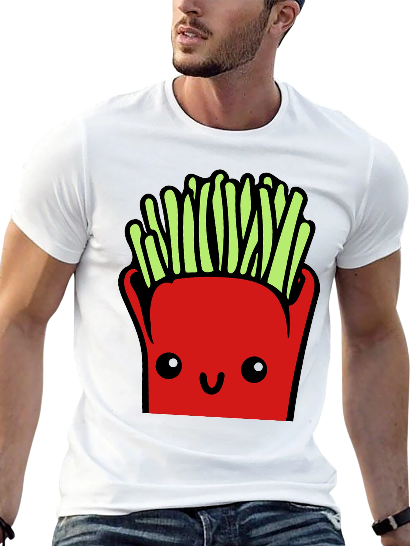Funny French Fries Graphic Tee - Black