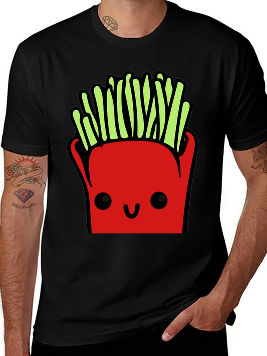Funny French Fries Graphic Tee - Black