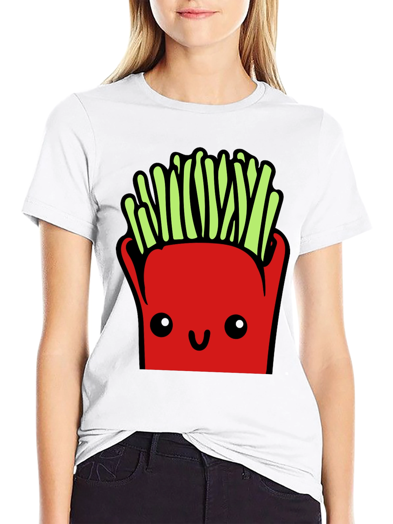 Funny French Fries Graphic Tee - Black